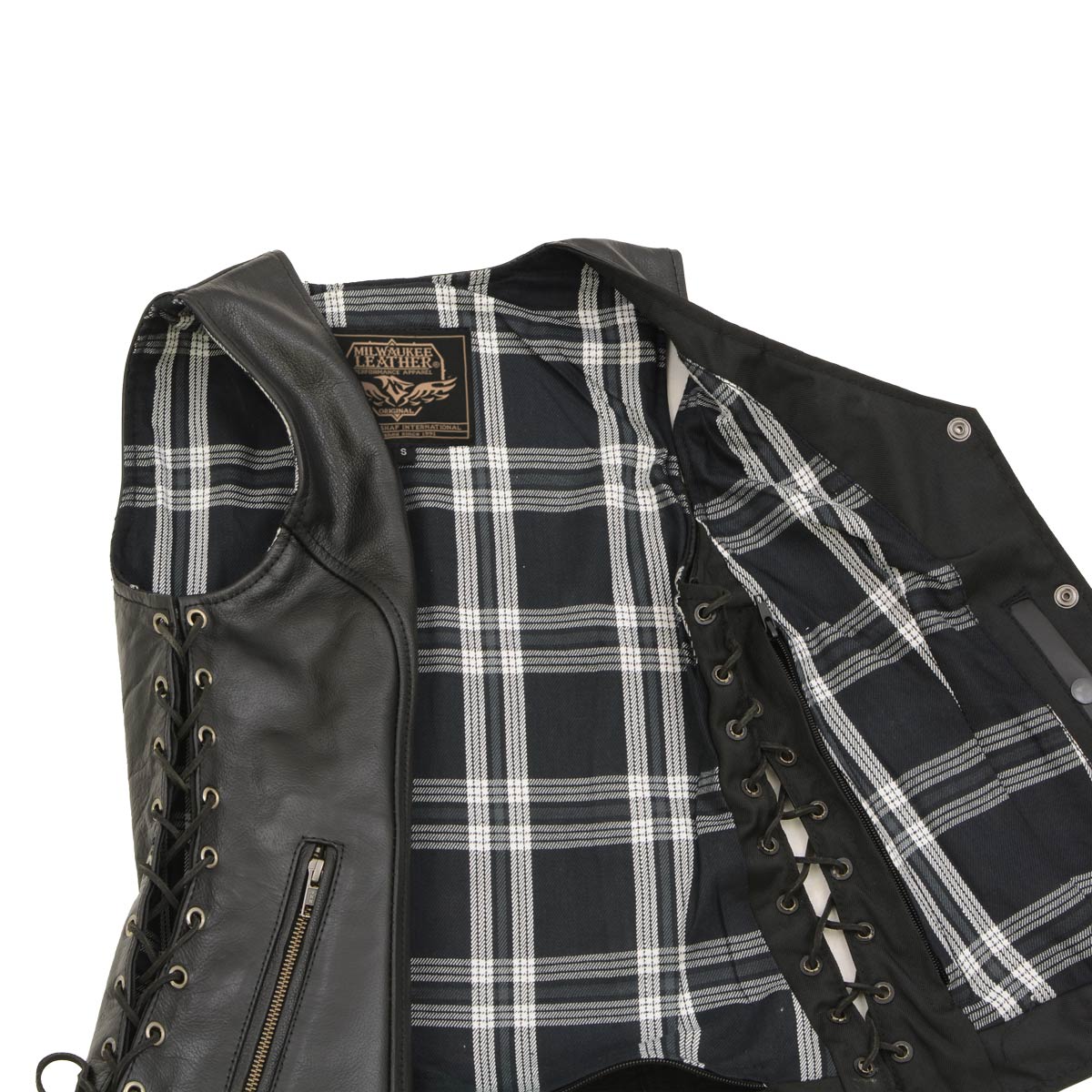 Milwaukee Leather LKL4710 Women's Black Premium Leather Motorcycle Biker Rider Vest w/ Snap Button Closure - Image 7