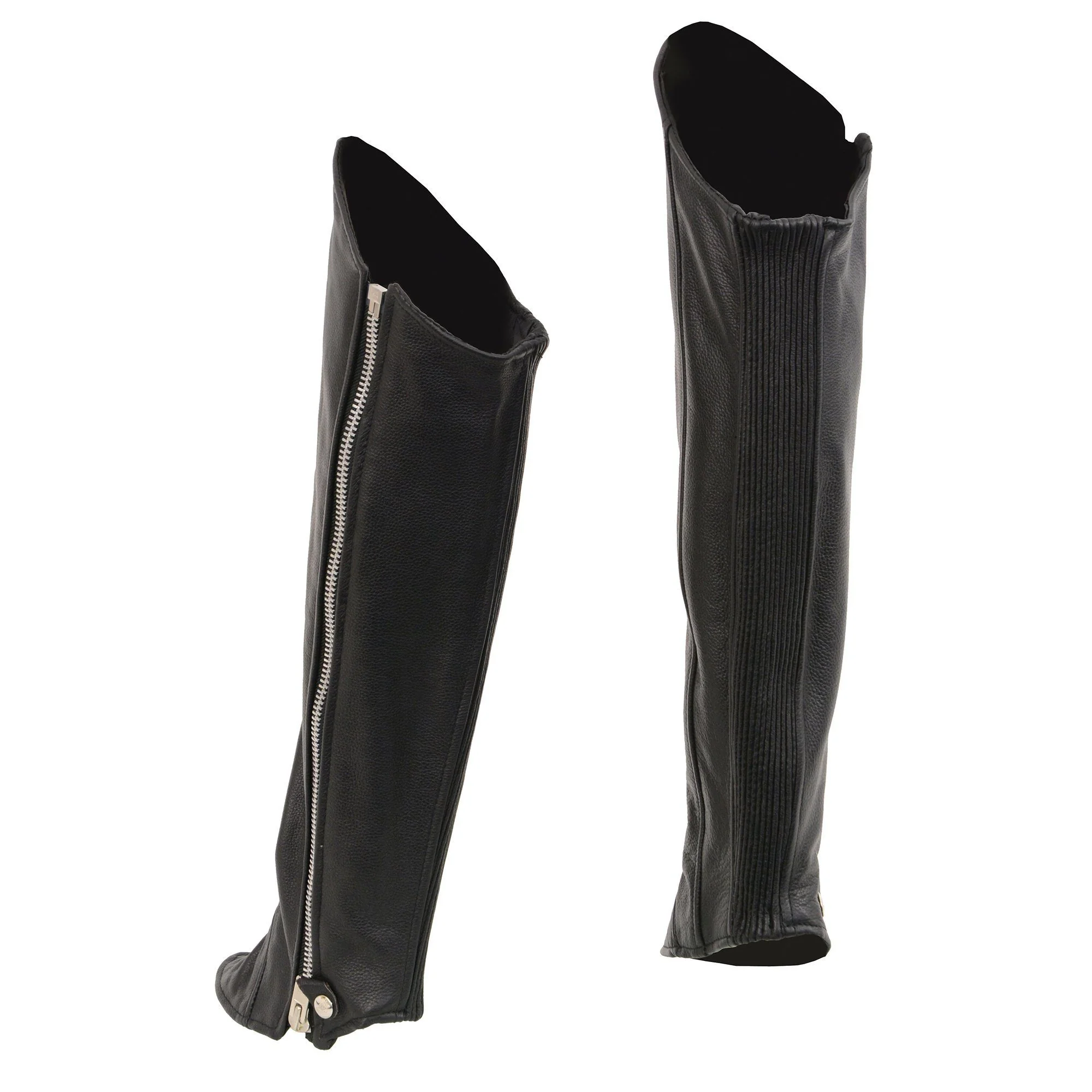 Milwaukee Leather LKL6755 Women's Black Leather Knee High Half Chaps with Zipper Entry - Image 3
