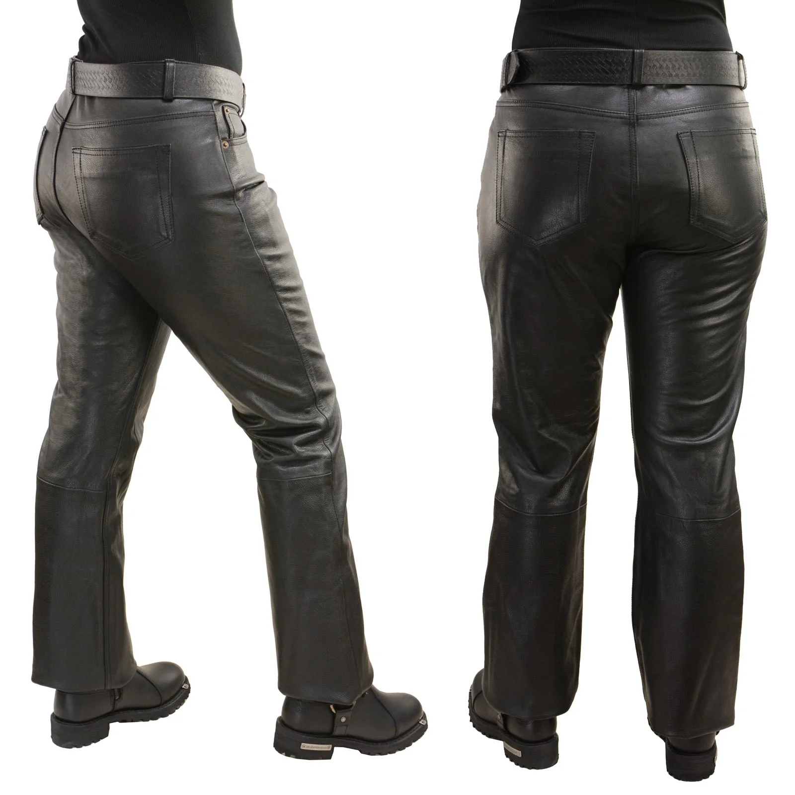 Milwaukee Leather LKL6790 Women's Classic 5 Pocket Black Casual Motorcycle Leather Pants - Image 2