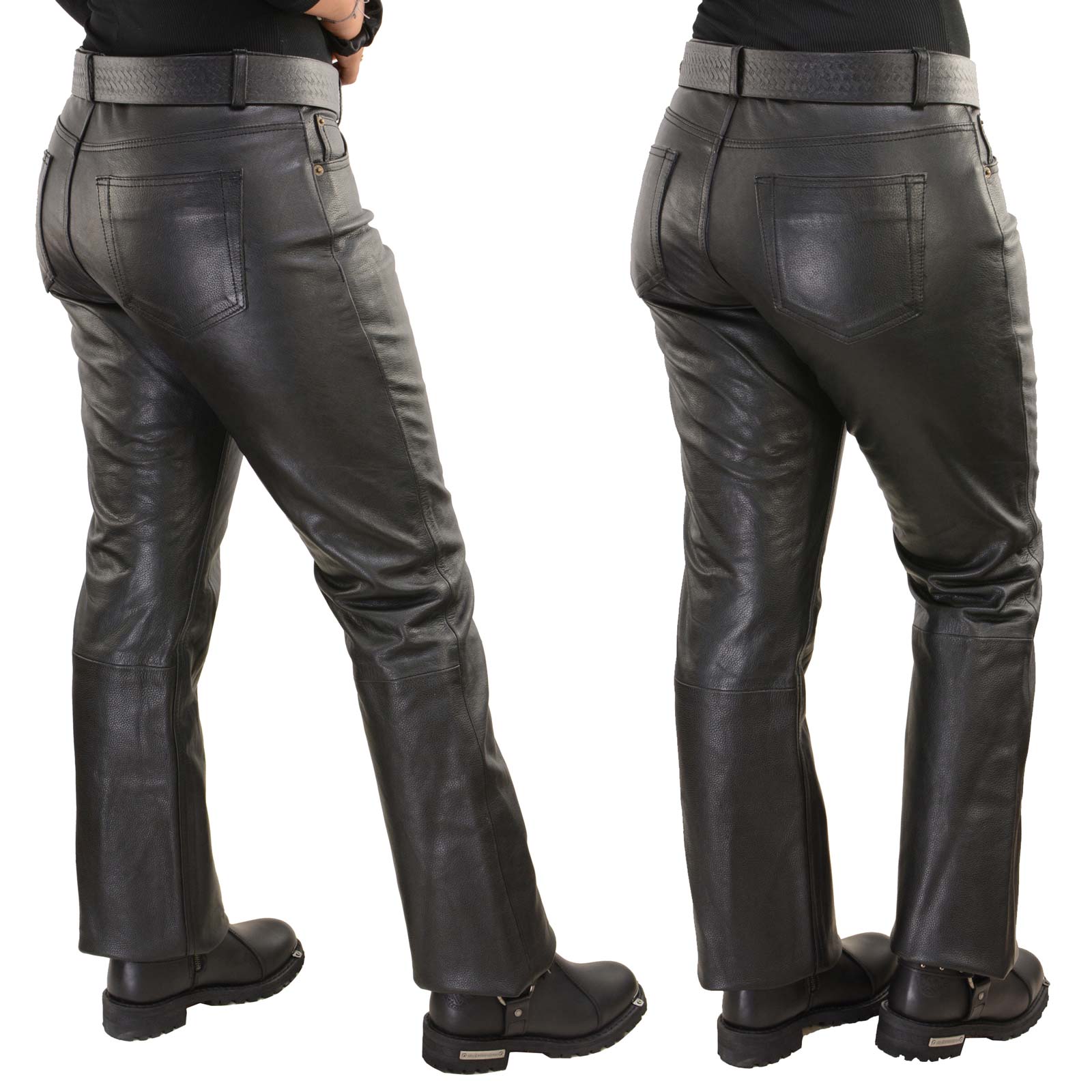 Milwaukee Leather LKL6790 Women's Classic 5 Pocket Black Casual Motorcycle Leather Pants - Image 4