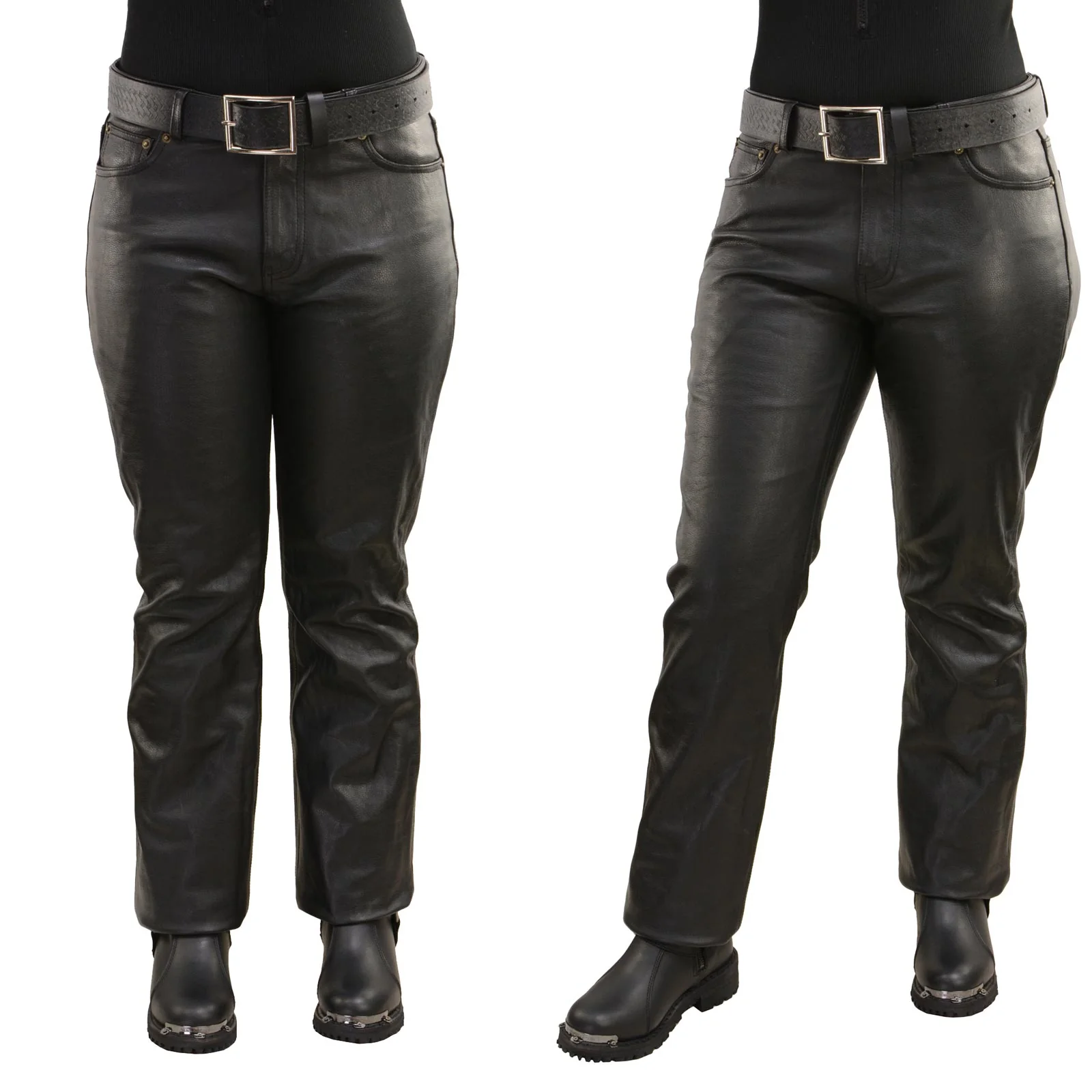 Milwaukee Leather LKL6790 Women's Classic 5 Pocket Black Casual Motorcycle Leather Pants - Image 5
