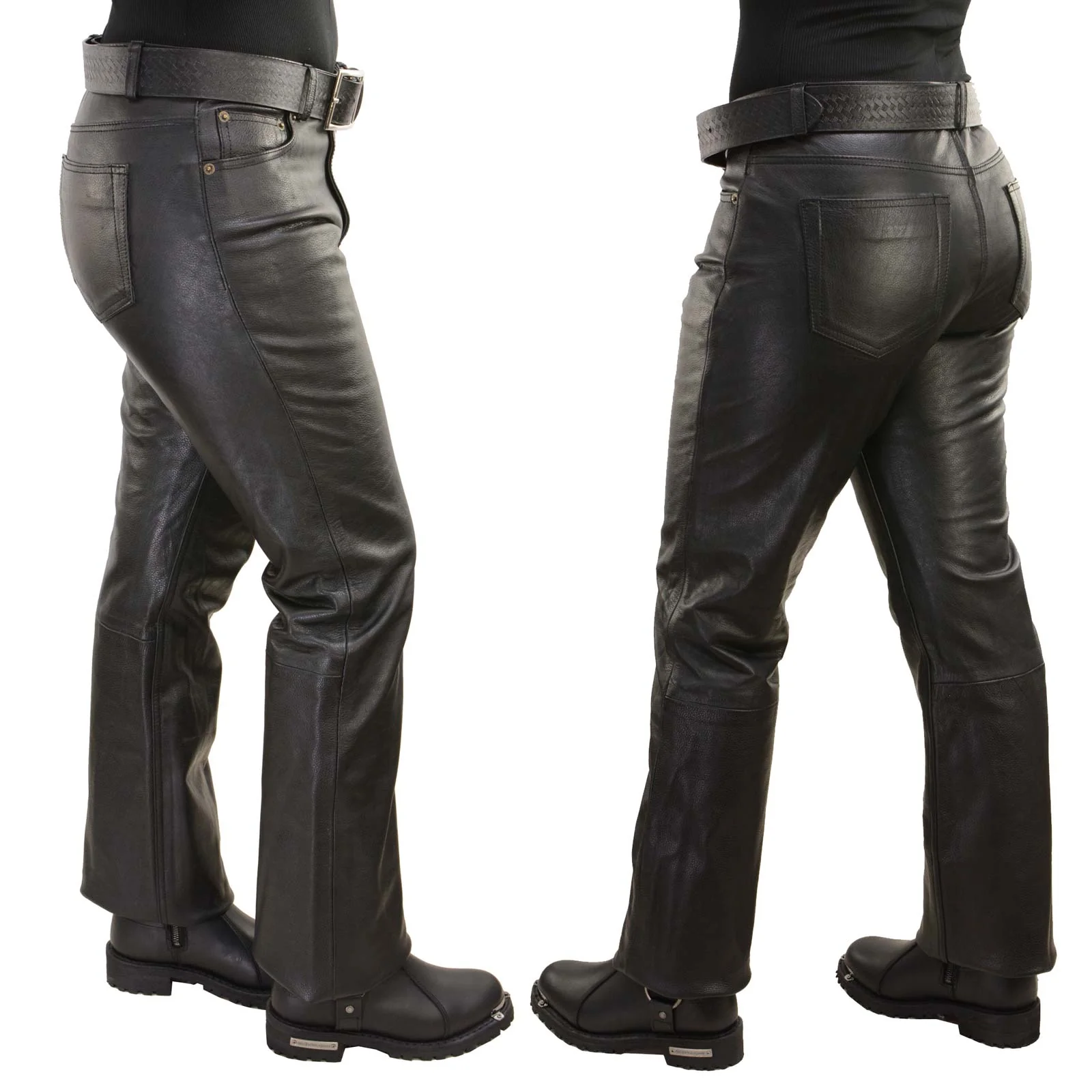Milwaukee Leather LKL6790 Women's Classic 5 Pocket Black Casual Motorcycle Leather Pants - Image 6