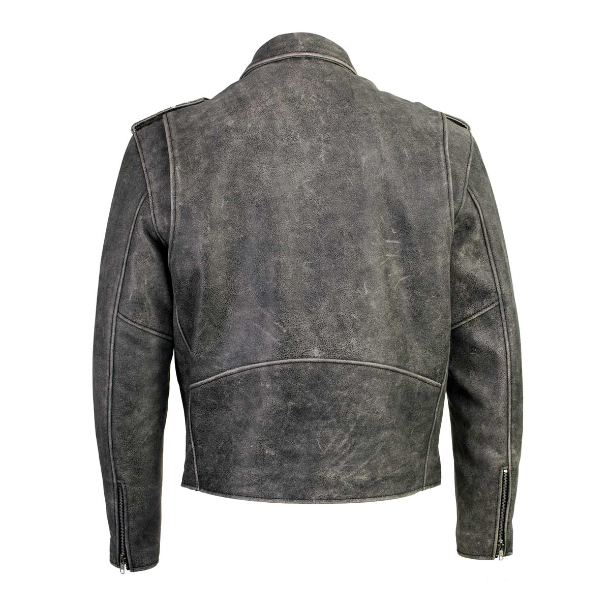 Milwaukee Leather LKM17001 Men's Classic Distressed Gray Motorcycle Leather Riders Jacket - Image 5