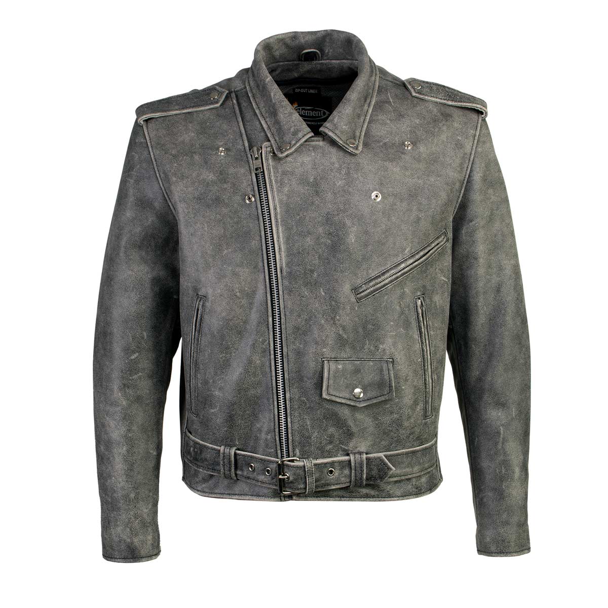 Milwaukee Leather LKM17001 Men's Classic Distressed Gray Motorcycle Leather Riders Jacket - Image 7