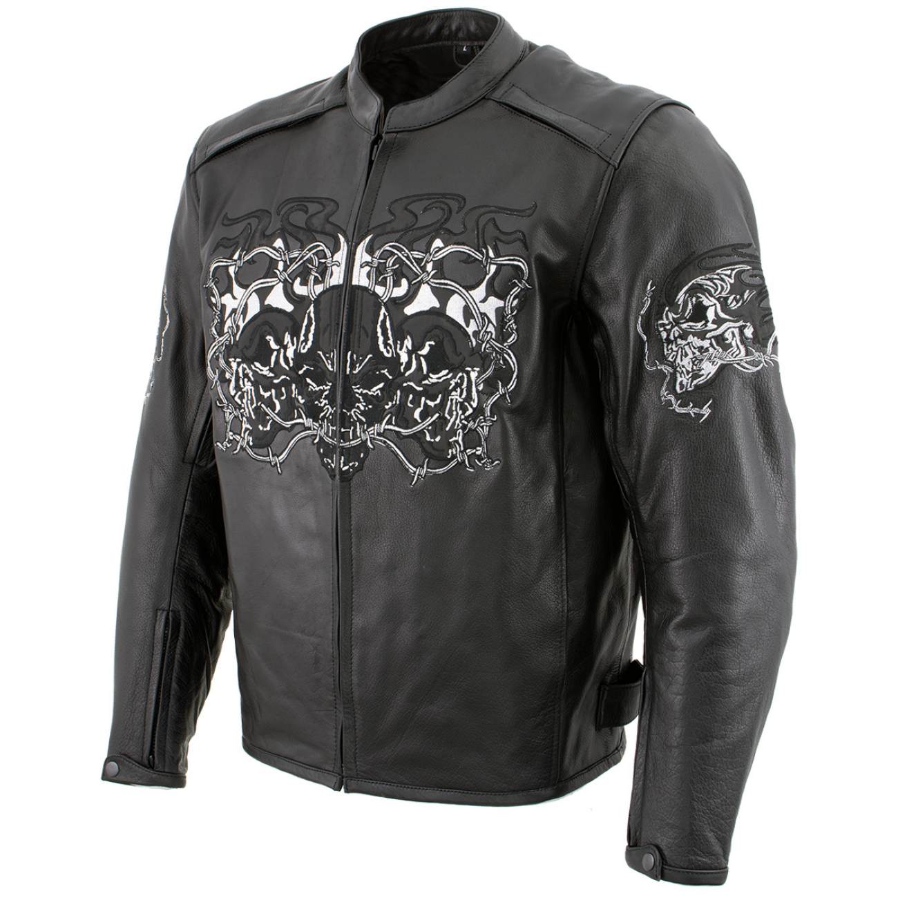 Milwaukee Leather LKM17008 Men's Premium Black Reflective Skulls Cruiser Style Motorcycle Jacket w/ CE Armor - Image 10