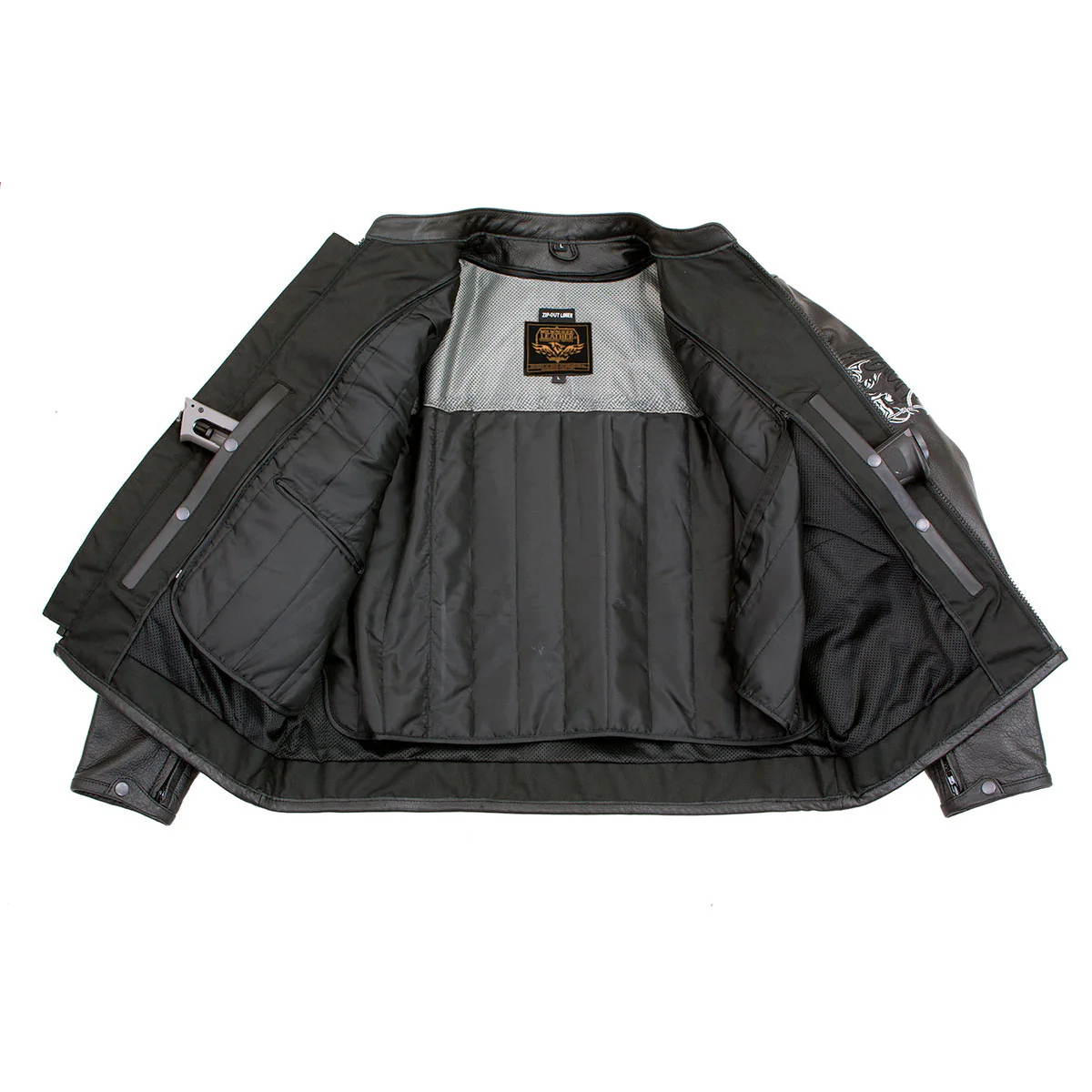 Milwaukee Leather LKM17008 Men's Premium Black Reflective Skulls Cruiser Style Motorcycle Jacket w/ CE Armor - Image 4