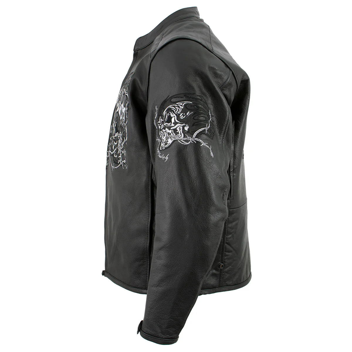 Milwaukee Leather LKM17008 Men's Premium Black Reflective Skulls Cruiser Style Motorcycle Jacket w/ CE Armor - Image 8