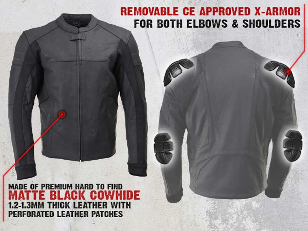 Milwaukee Leather LKM17014 Men's Matte Black Premium Leather Protective Motorcycle Racing Style Biker Jacket w/ CE Armor - Image 13