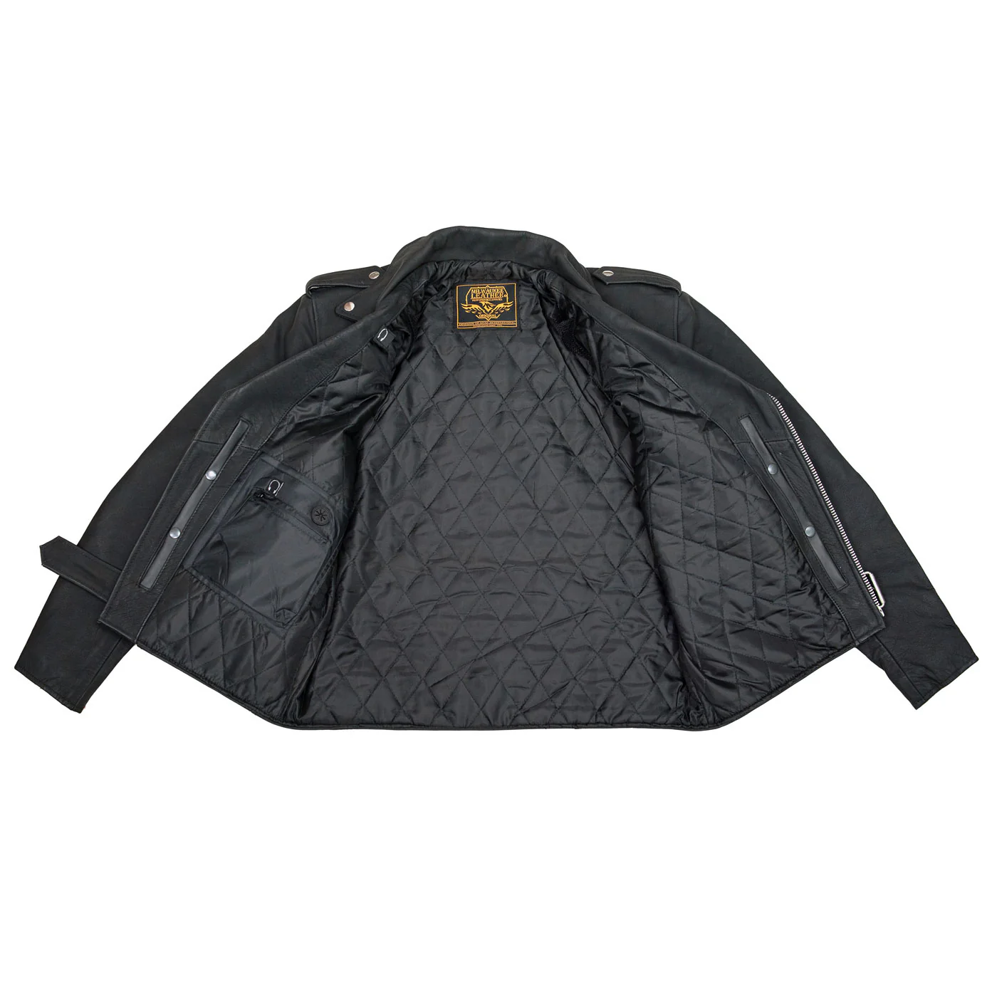 Milwaukee Leather LKM1702 Men's Vintage Flat Black Motorcycle Biker Leather Jacket w/ CE Armor Protection - Image 6