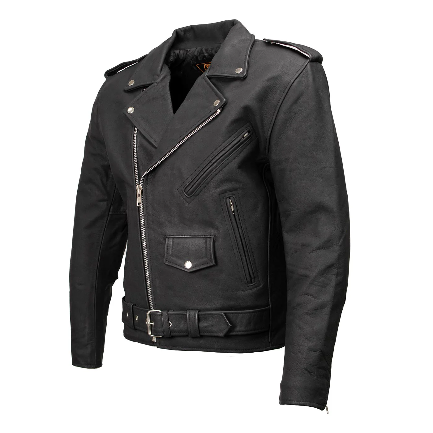 Milwaukee Leather LKM1702 Men's Vintage Flat Black Motorcycle Biker Leather Jacket w/ CE Armor Protection - Image 7