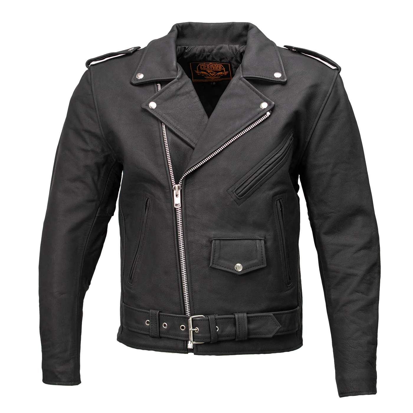 Milwaukee Leather LKM1702 Men's Vintage Flat Black Motorcycle Biker Leather Jacket w/ CE Armor Protection - Image 8