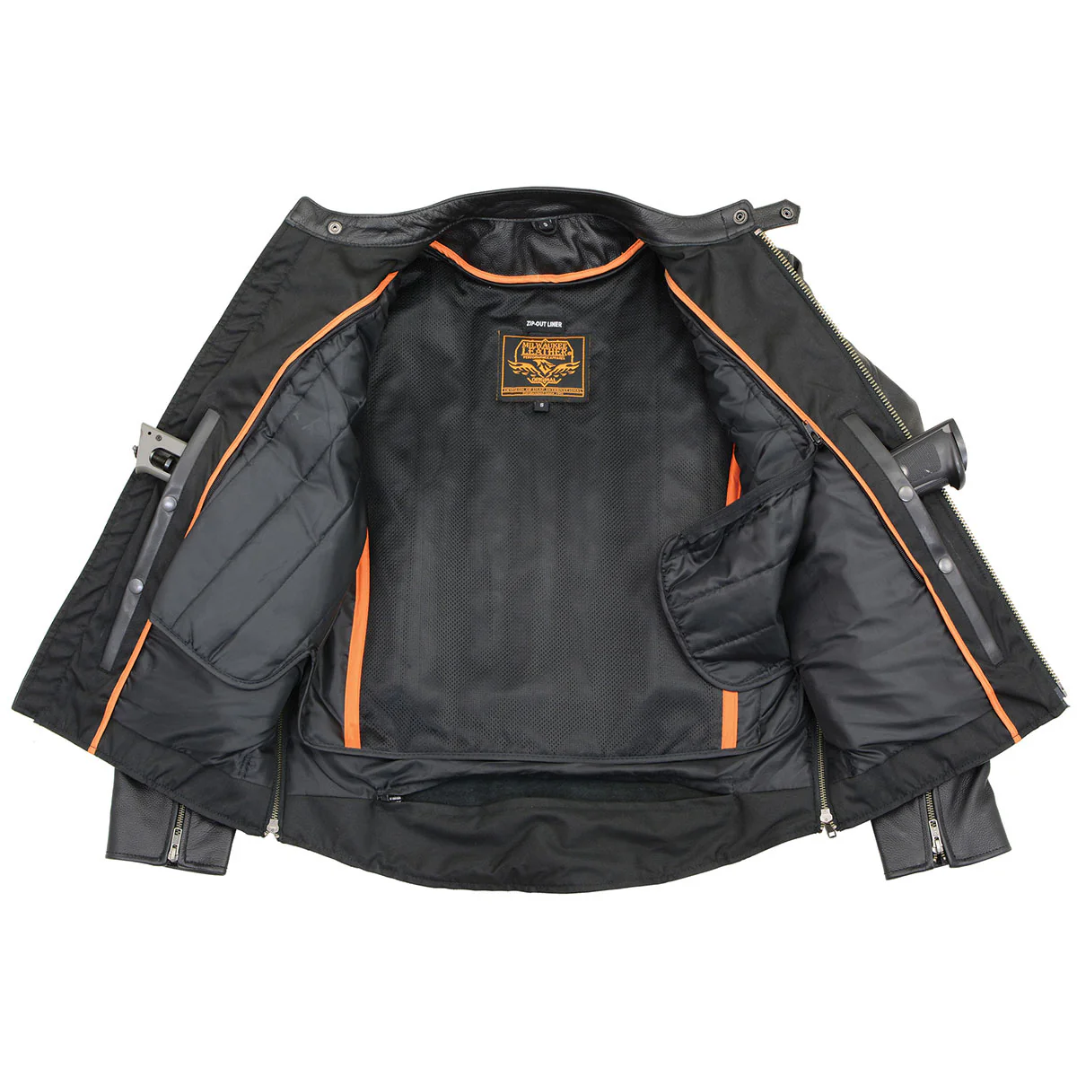 Milwaukee Leather LKM1710 Men's Black Classic Scooter Style Leather Motorcycle Jacket w/ Removable Thermal Liner - Image 4