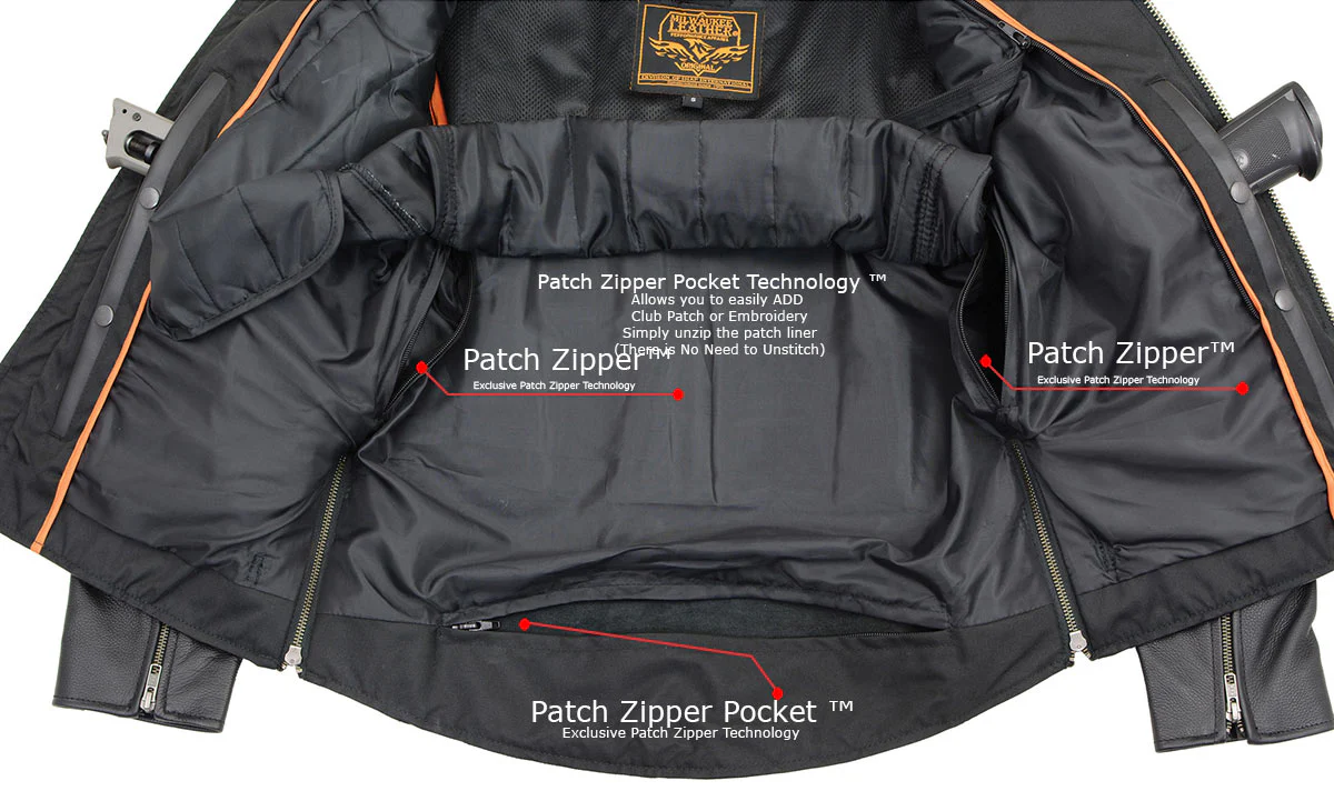 Milwaukee Leather LKM1710 Men's Black Classic Scooter Style Leather Motorcycle Jacket w/ Removable Thermal Liner - Image 5