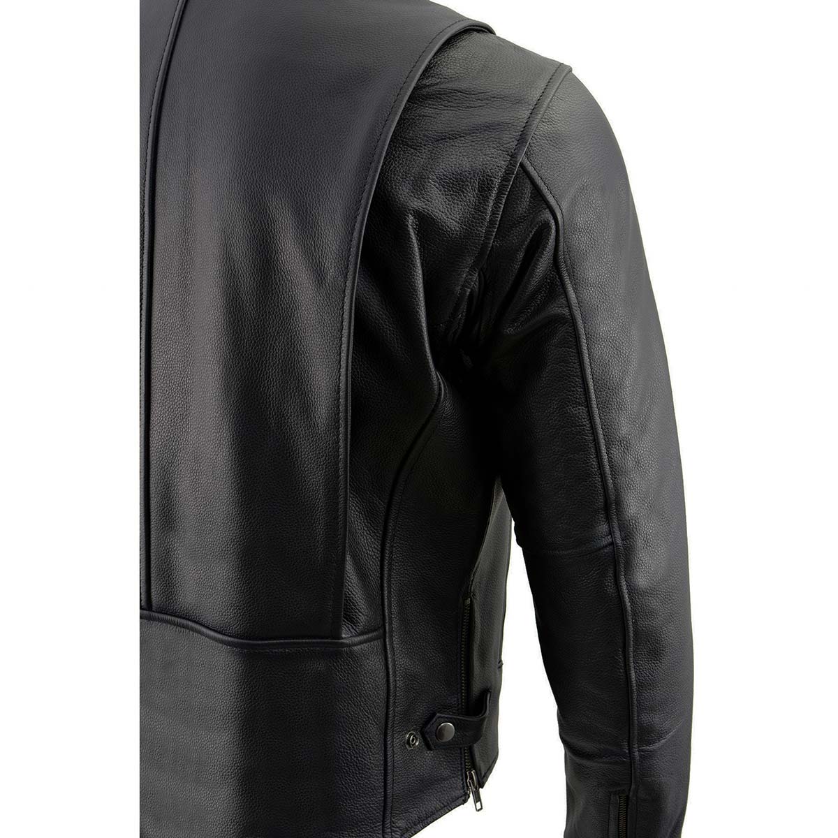 Milwaukee Leather LKM1710 Men's Black Classic Scooter Style Leather Motorcycle Jacket w/ Removable Thermal Liner - Image 6