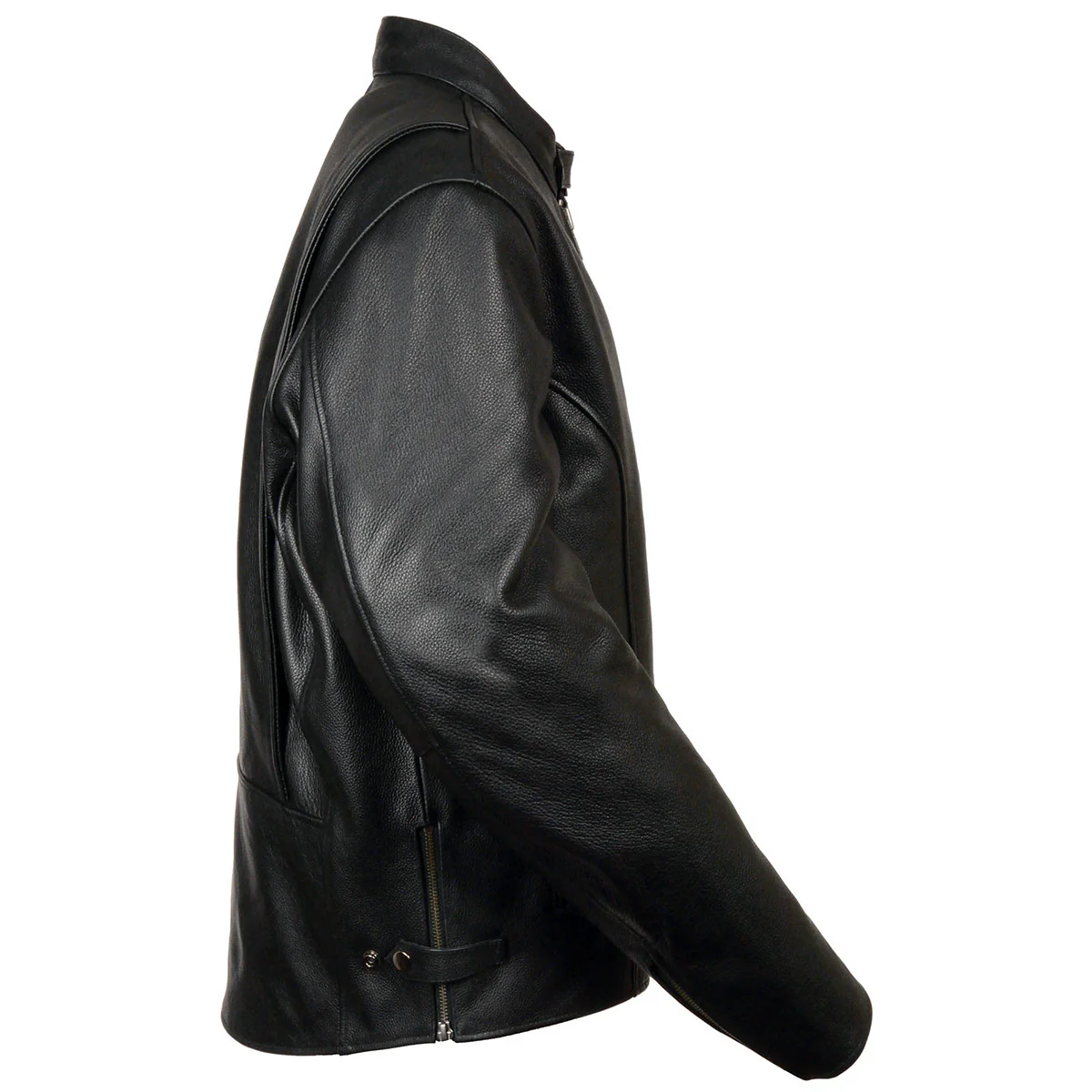 Milwaukee Leather LKM1710 Men's Black Classic Scooter Style Leather Motorcycle Jacket w/ Removable Thermal Liner - Image 7