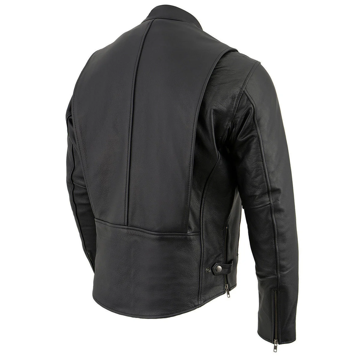 Milwaukee Leather LKM1710 Men's Black Classic Scooter Style Leather Motorcycle Jacket w/ Removable Thermal Liner - Image 9