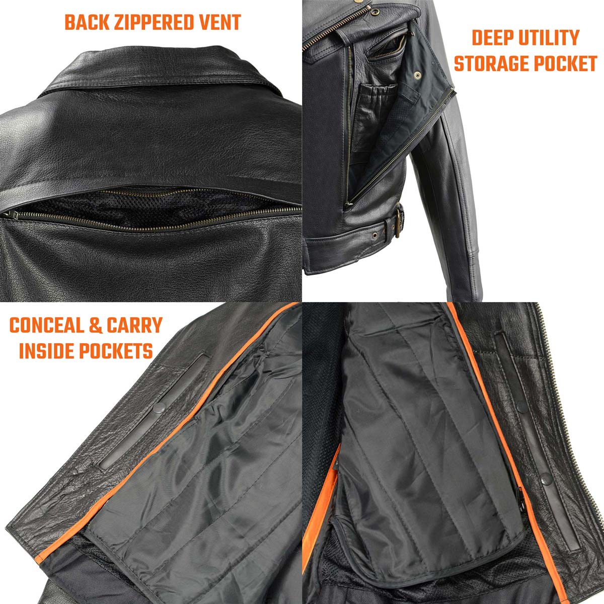 Milwaukee Leather LKM1770 Men's Black Premium Thick Leather Motorcycle Jacket Brando Style Biker Jacket - Image 9