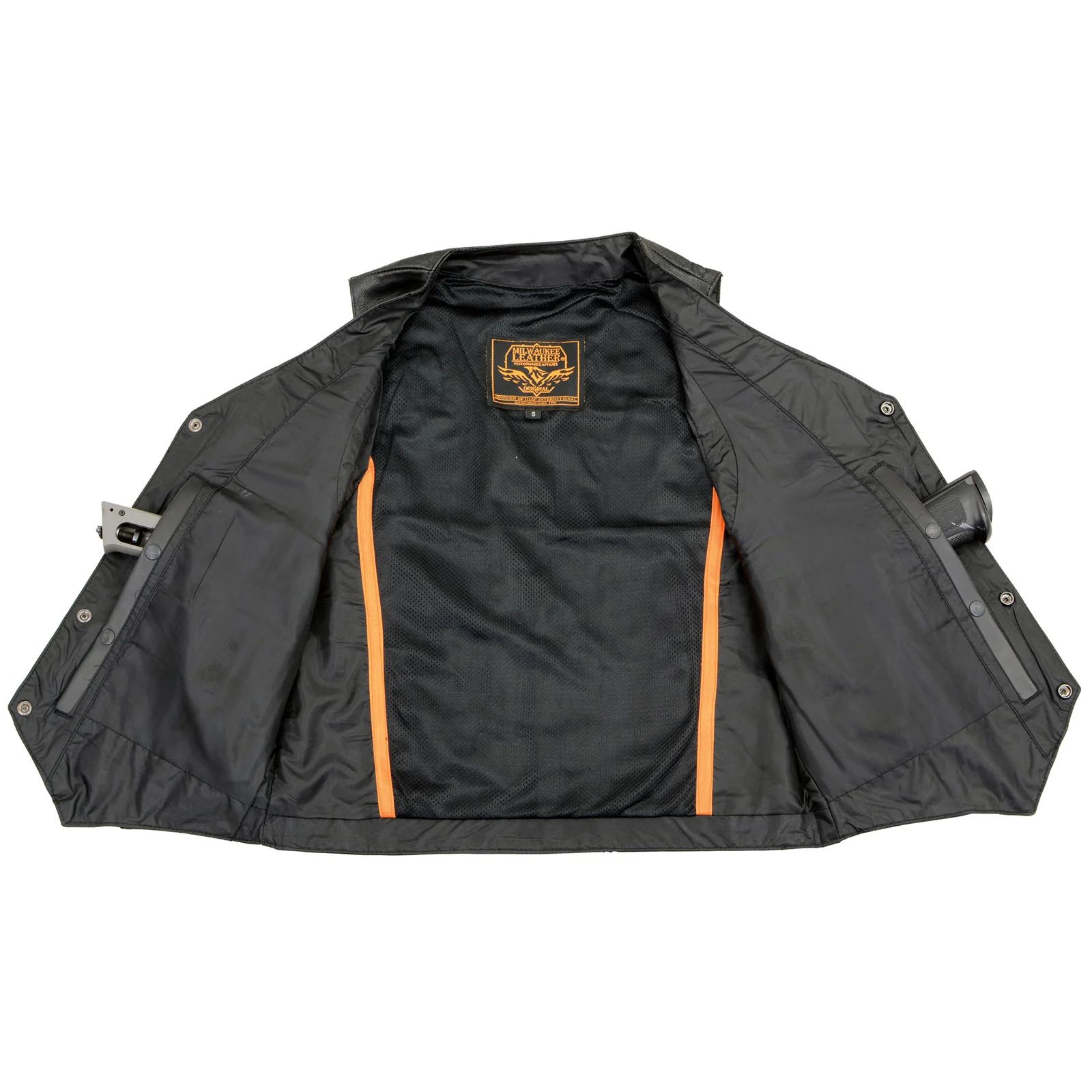 Milwaukee Leather LKM3700 Men's Classic Black Leather Motorcycle Rider Vest w/ Buffalo Nickel Snaps Closure - Image 4