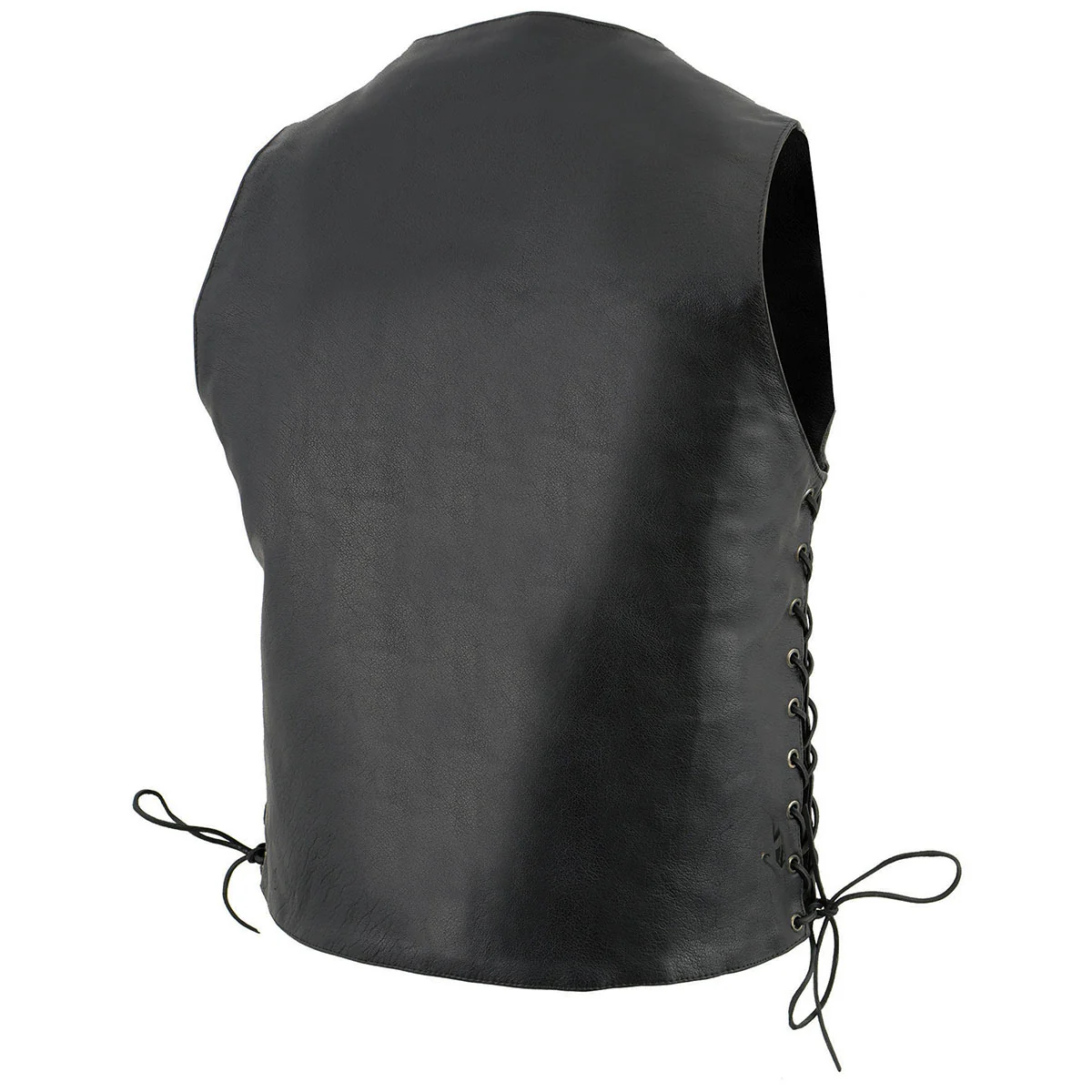 Milwaukee Leather LKM3701 Men's Black Leather Classic V-Neck Motorcycle Rider Vest w/ Buffalo Snaps and Side Laces - Image 7