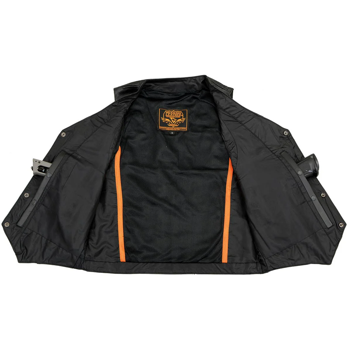 Milwaukee Leather LKM3702 Men's Black Western Style Leather Motorccycle Vest with Buffalo Snaps - Image 4