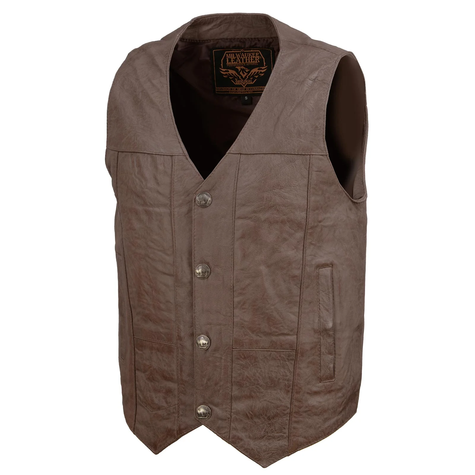 Milwaukee Leather LKM3702 Men's Leather V-Neck Western Style Motorcycle Rider Vest w/Classic Buffalo Snaps Closure - Image 10