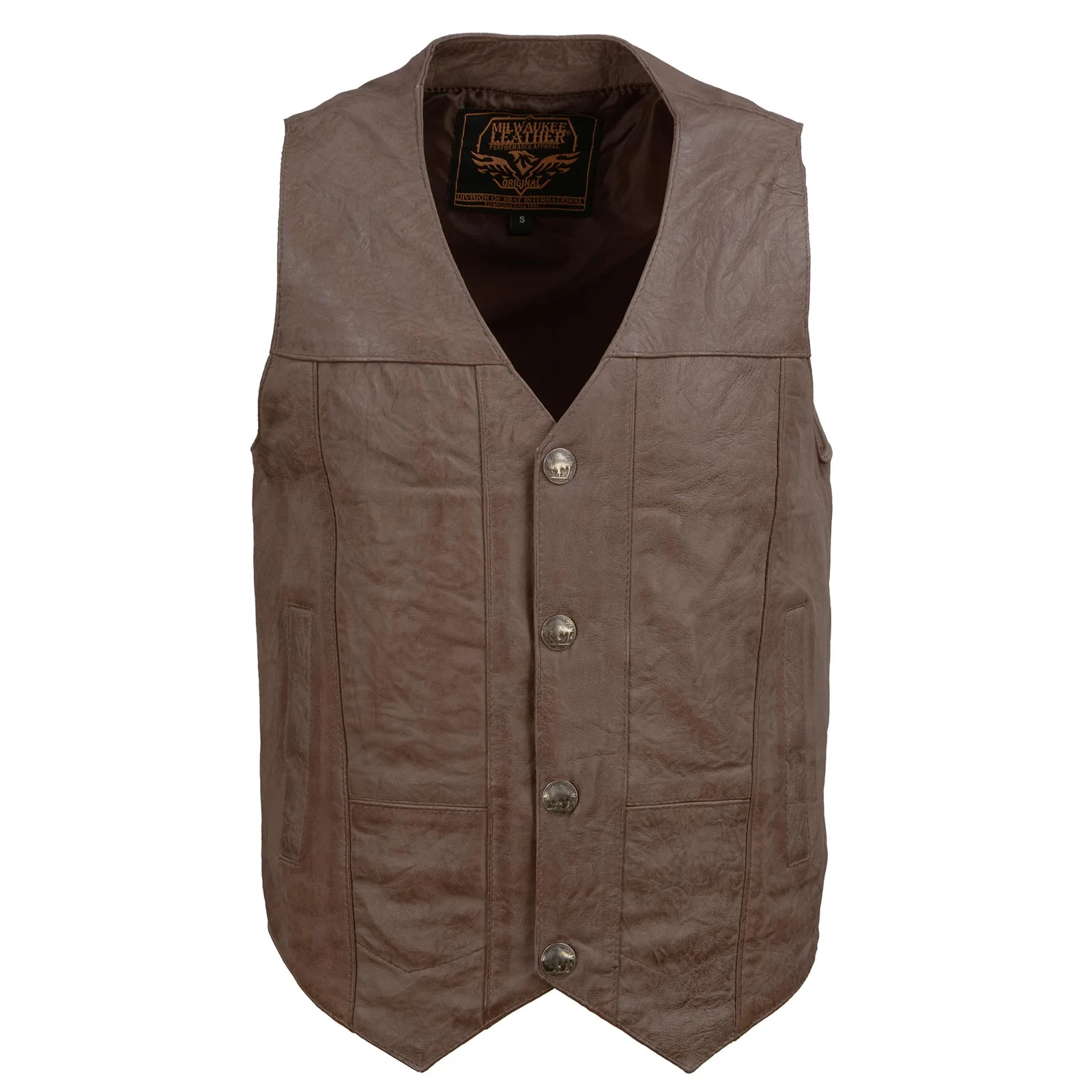 Milwaukee Leather LKM3702 Men's Leather V-Neck Western Style Motorcycle Rider Vest w/Classic Buffalo Snaps Closure - Image 11