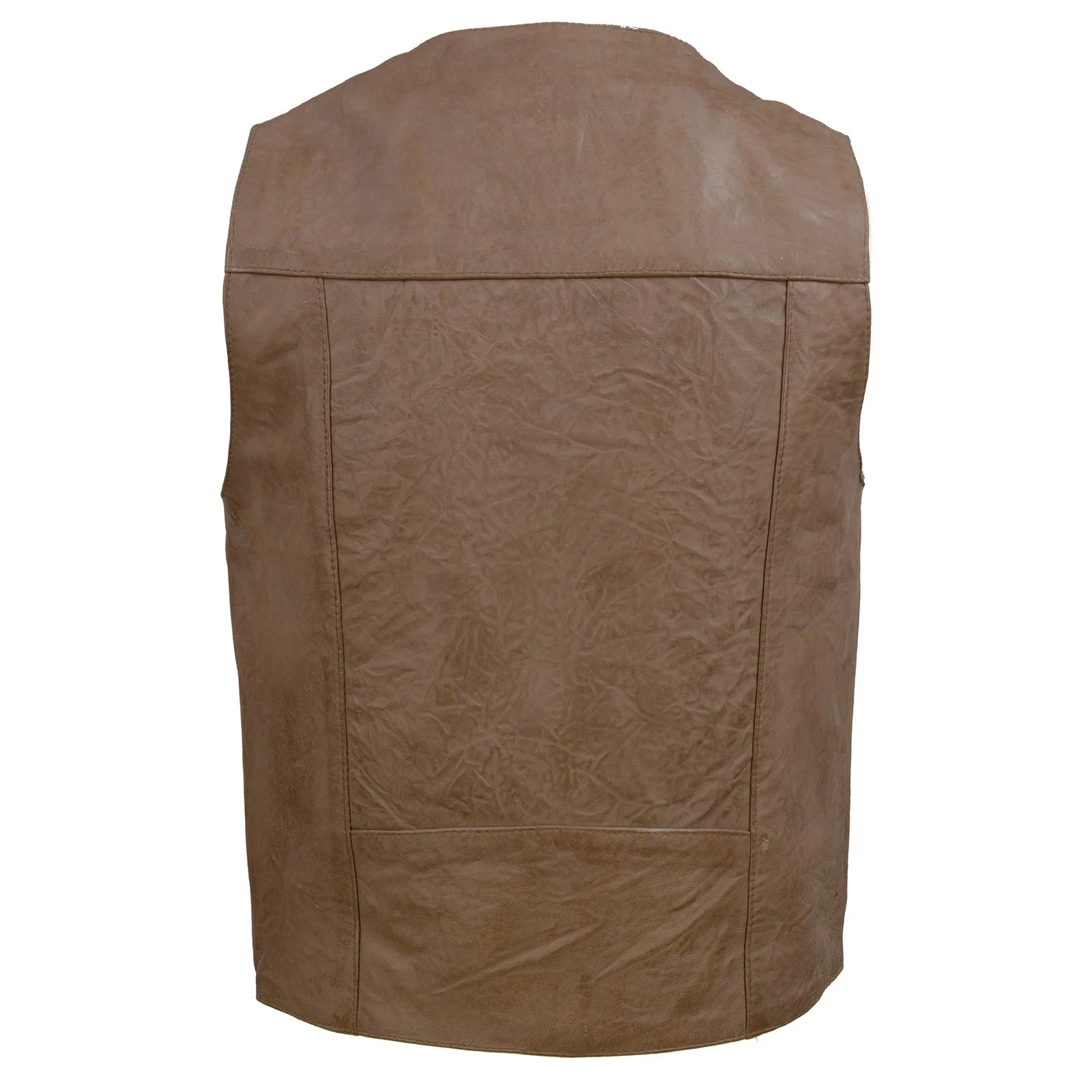 Milwaukee Leather LKM3702 Men's Leather V-Neck Western Style Motorcycle Rider Vest w/Classic Buffalo Snaps Closure - Image 2
