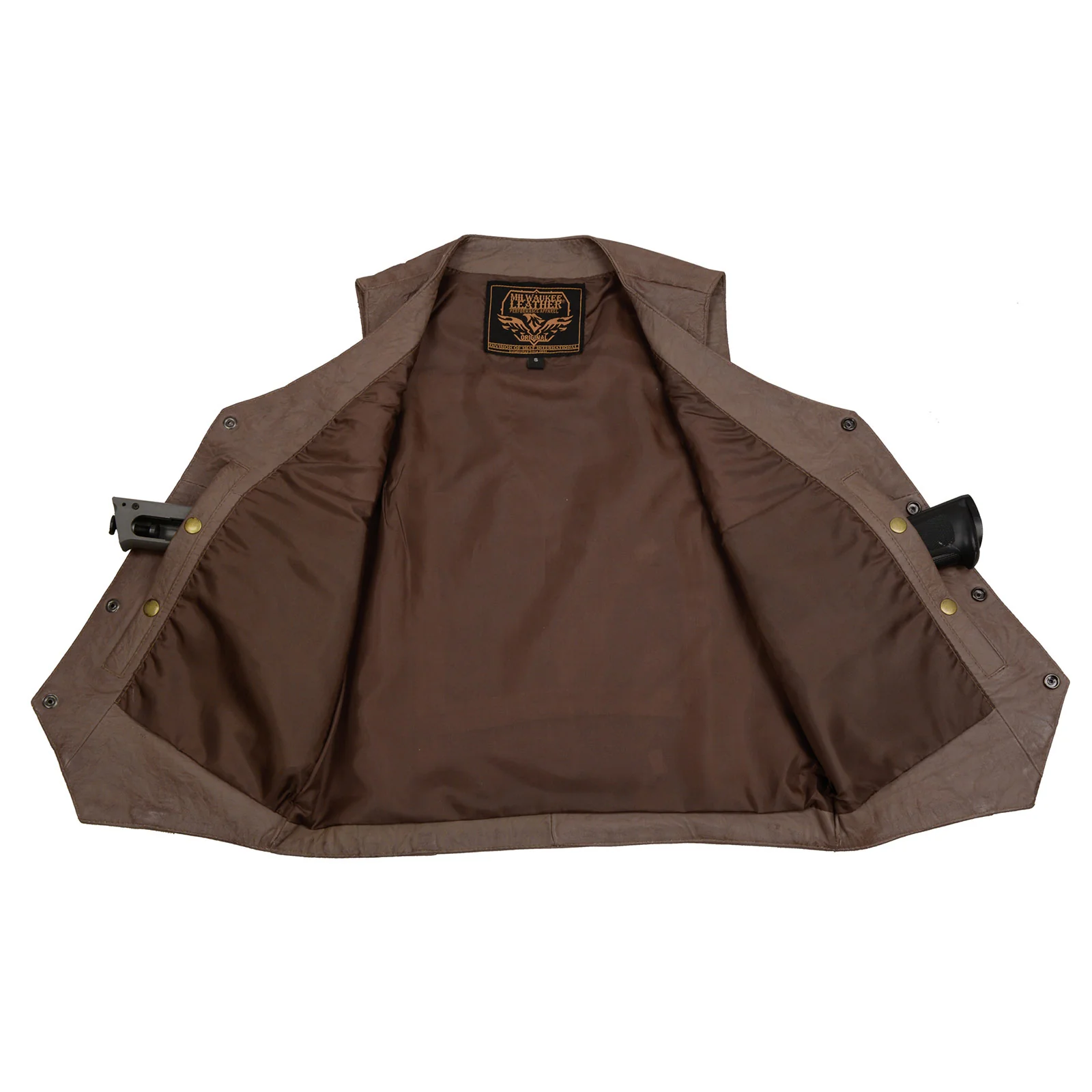 Milwaukee Leather LKM3702 Men's Leather V-Neck Western Style Motorcycle Rider Vest w/Classic Buffalo Snaps Closure - Image 4