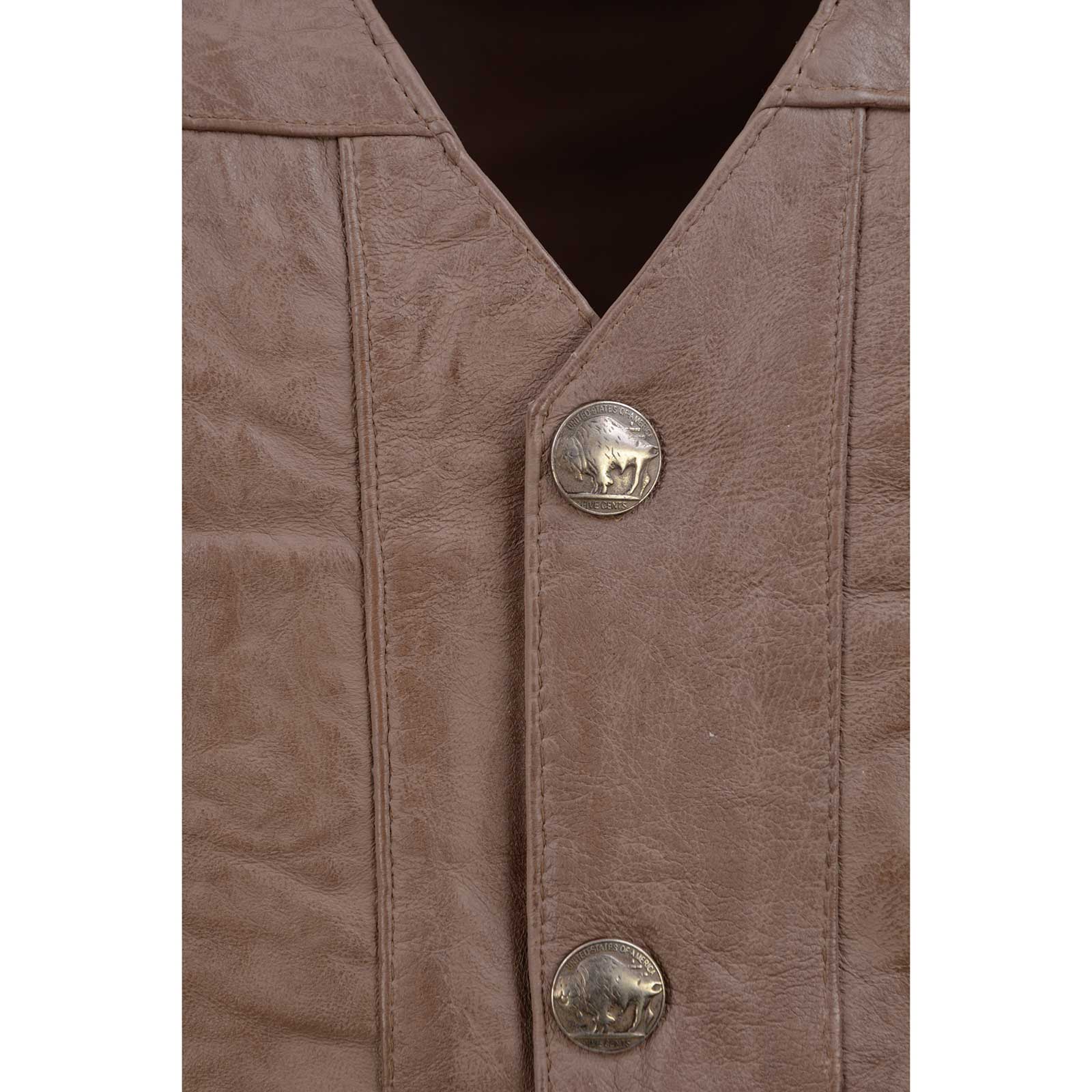 Milwaukee Leather LKM3702 Men's Leather V-Neck Western Style Motorcycle Rider Vest w/Classic Buffalo Snaps Closure - Image 5
