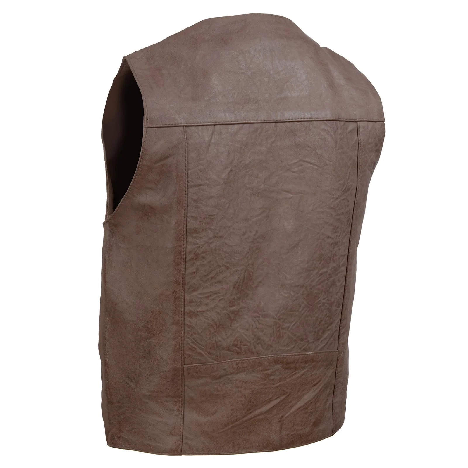 Milwaukee Leather LKM3702 Men's Leather V-Neck Western Style Motorcycle Rider Vest w/Classic Buffalo Snaps Closure - Image 8
