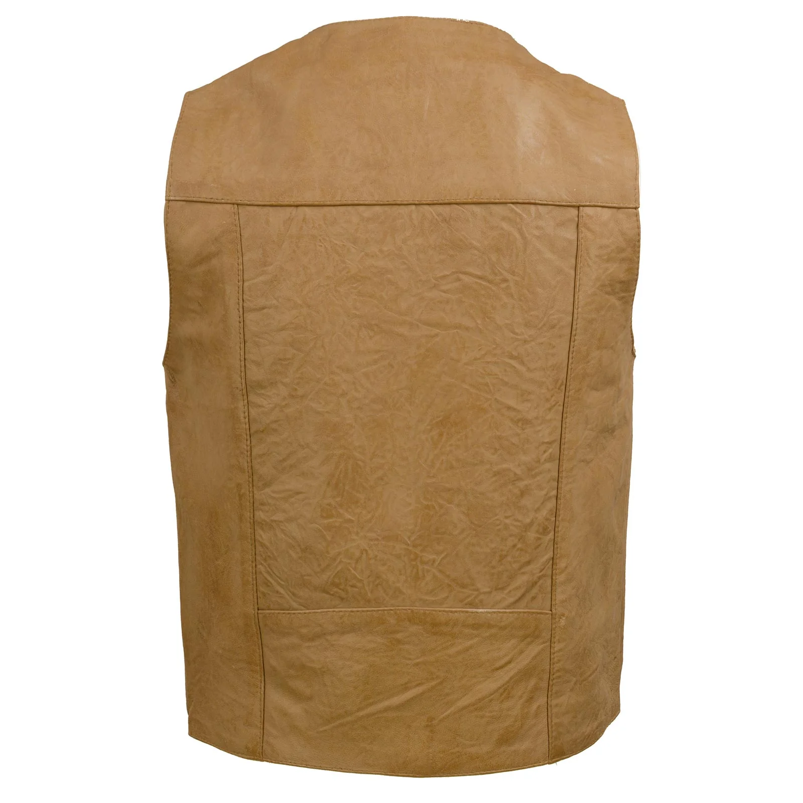 Milwaukee Leather LKM3702 Men's Saddle Leather Classic V-Neck Western Style Motorcycle Rider Vest w/ Buffalo Snaps - Image 2