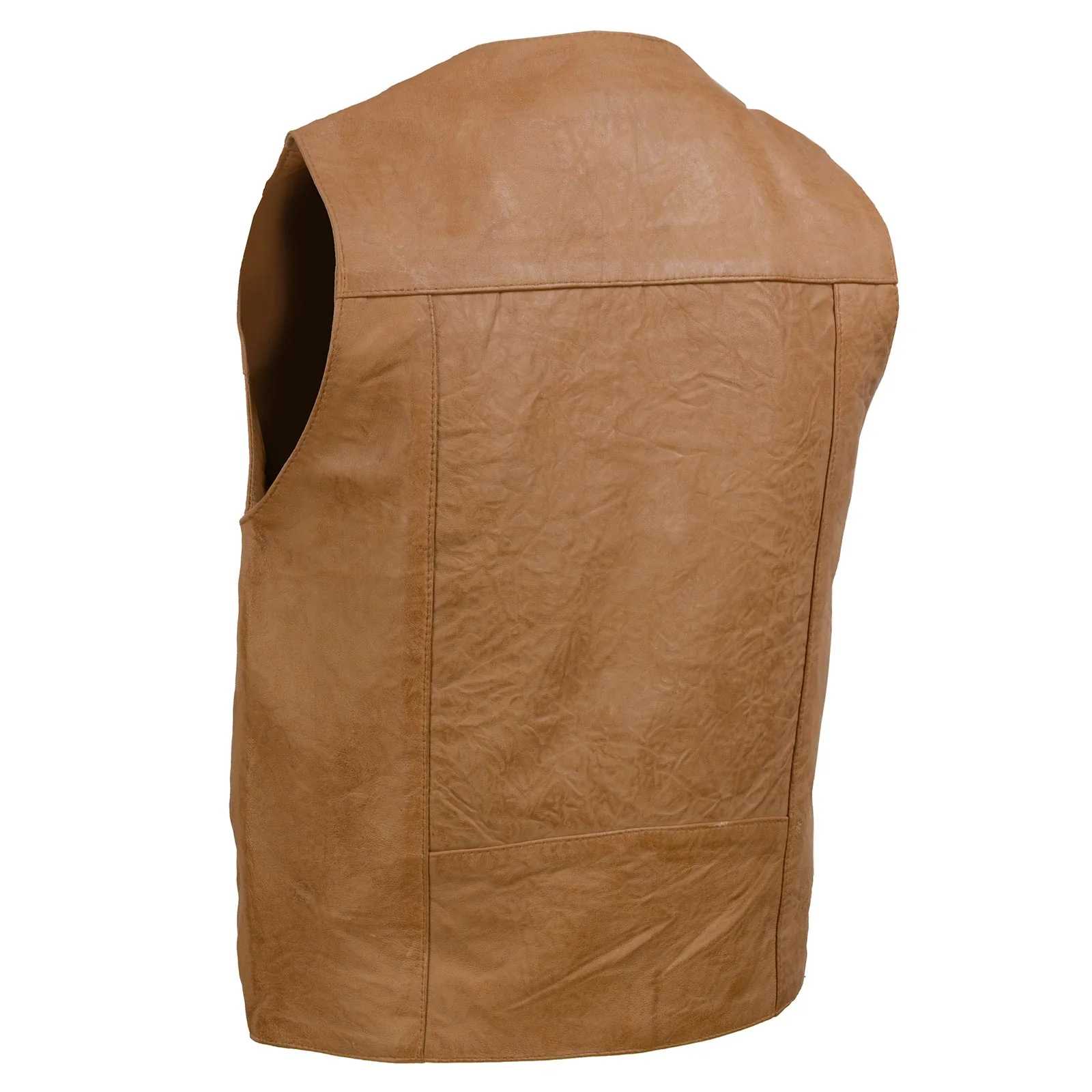 Milwaukee Leather LKM3702 Men's Saddle Leather Classic V-Neck Western Style Motorcycle Rider Vest w/ Buffalo Snaps - Image 8