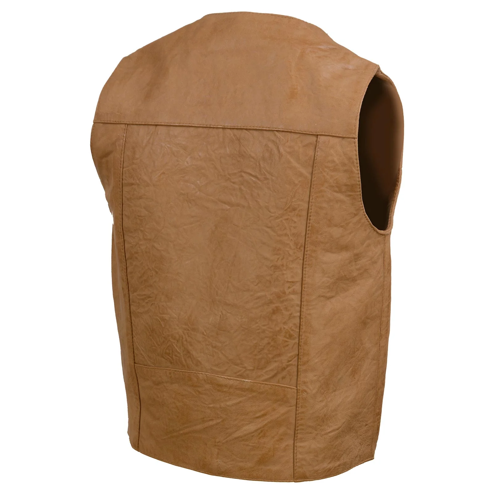 Milwaukee Leather LKM3702 Men's Saddle Leather Classic V-Neck Western Style Motorcycle Rider Vest w/ Buffalo Snaps - Image 9