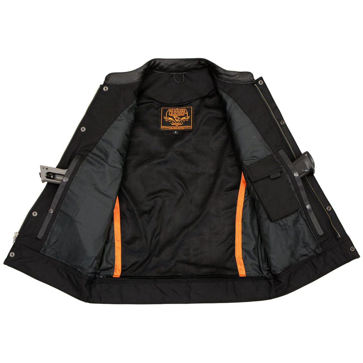 Milwaukee Leather LKM3710 Men's Black Leather Club Style Motorcycle Rider Vest w/ Zipper and Snap Button Closure - Image 10