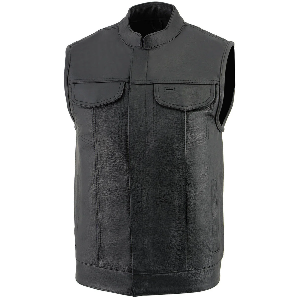 Milwaukee Leather LKM3710 Men's Black Leather Club Style Motorcycle Rider Vest w/ Zipper and Snap Button Closure - Image 13