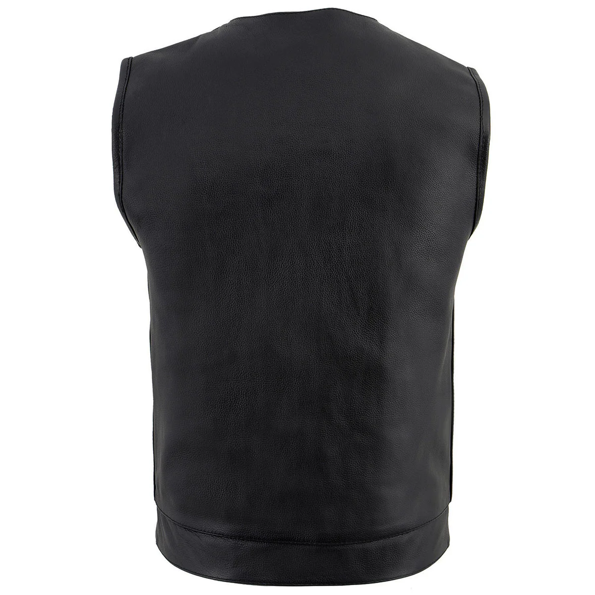 Milwaukee Leather LKM3711 Men's Black Leather Collarless Club Style Motorcycle Rider Vest w/ Dual Front Closure - Image 2