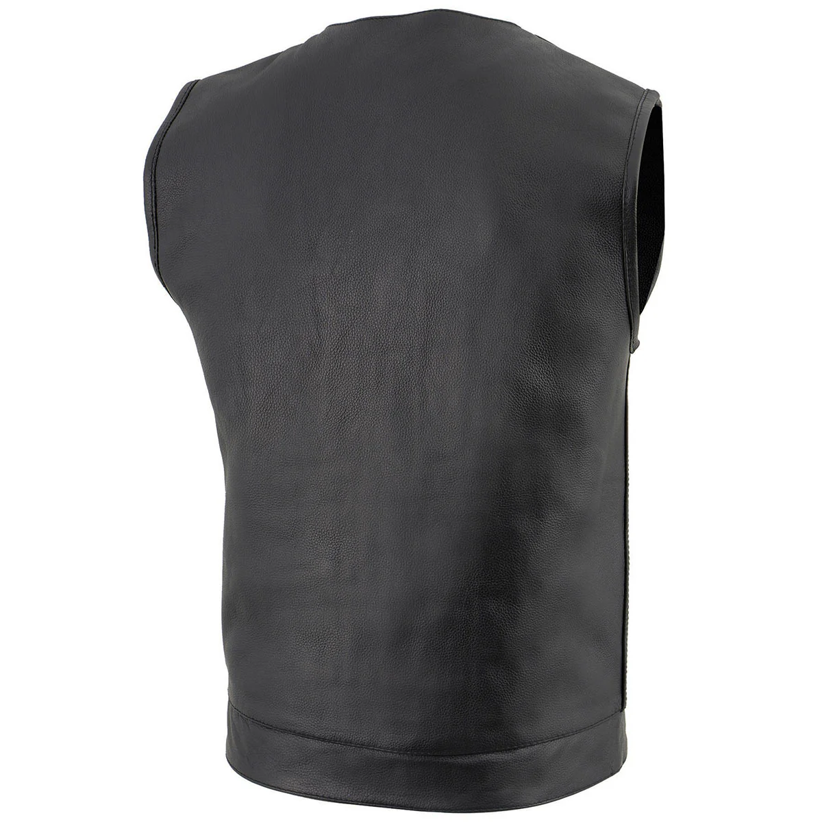 Milwaukee Leather LKM3711 Men's Black Leather Collarless Club Style Motorcycle Rider Vest w/ Dual Front Closure - Image 7