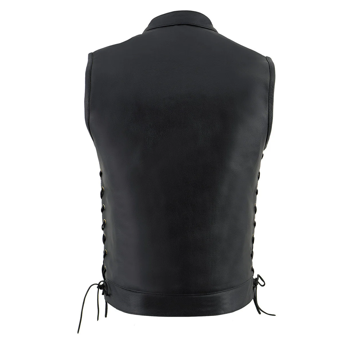Milwaukee Leather LKM3712 Men's Black Leather Club Style Motorcycle Rider Vest w/ Front Snap/Zipper and Side Lace - Image 2