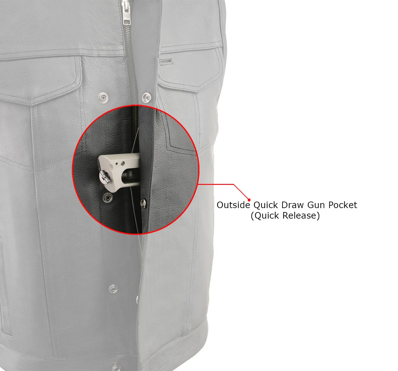 Milwaukee Leather LKM3712 Men's Black Leather Club Style Motorcycle Rider Vest w/ Front Snap/Zipper and Side Lace - Image 5