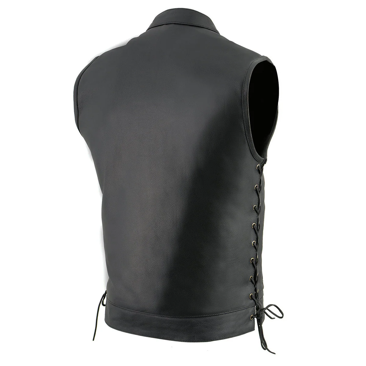 Milwaukee Leather LKM3712 Men's Black Leather Club Style Motorcycle Rider Vest w/ Front Snap/Zipper and Side Lace - Image 7