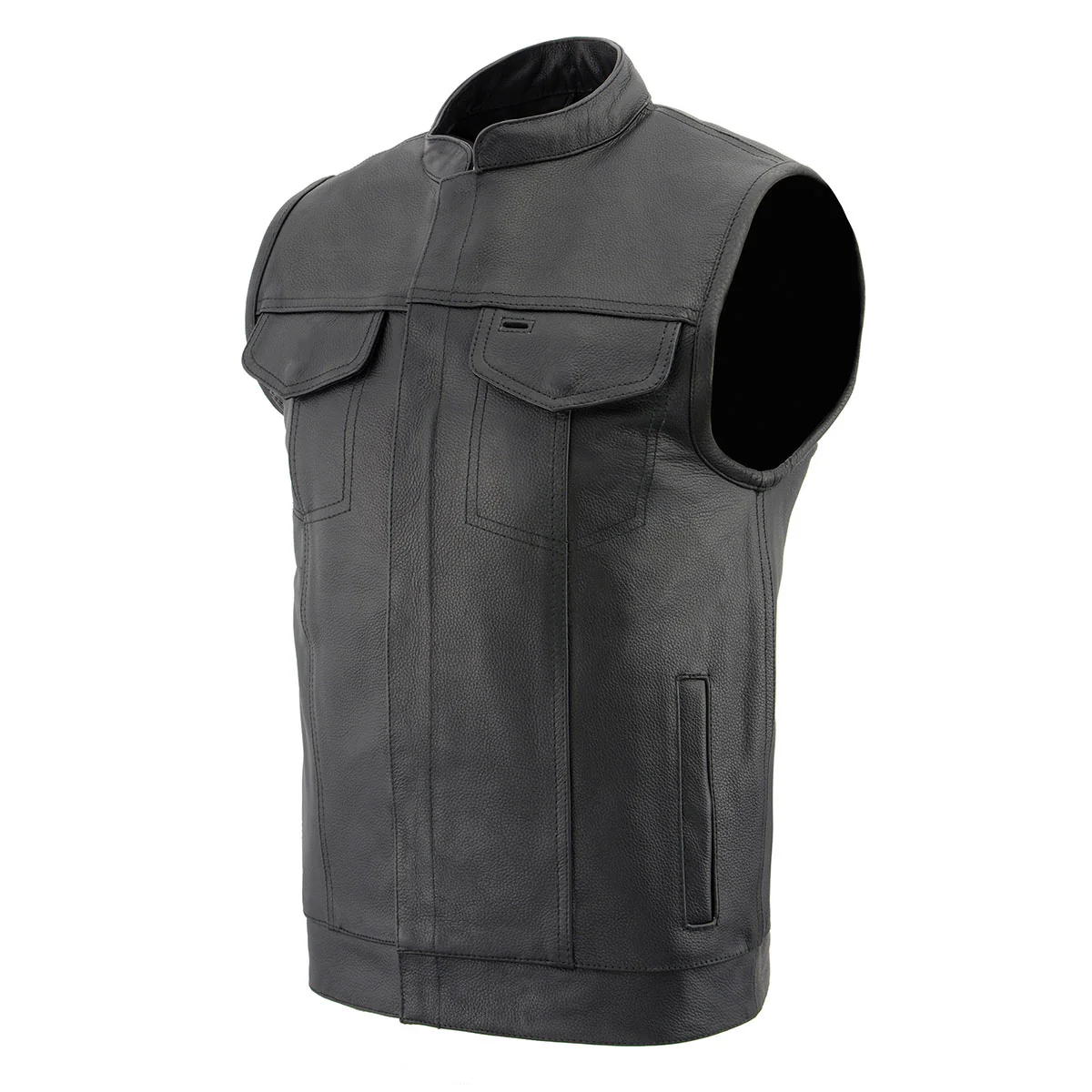 Milwaukee Leather LKM3713 Men's Black Leather Club Style Motorcycle Rider Vest W/ Dual Closure Zipper and Snaps - Image 11