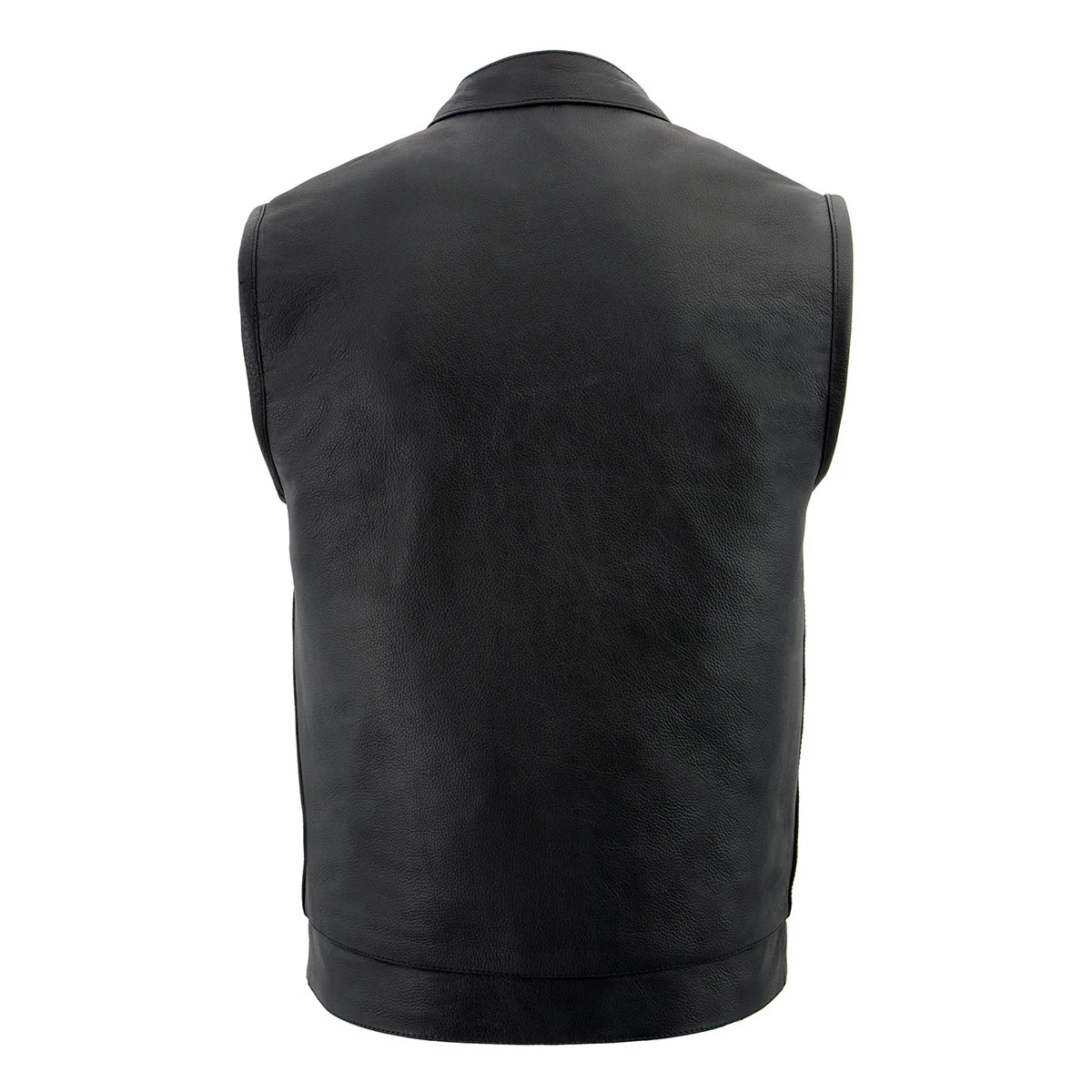 Milwaukee Leather LKM3713 Men's Black Leather Club Style Motorcycle Rider Vest W/ Dual Closure Zipper and Snaps - Image 2