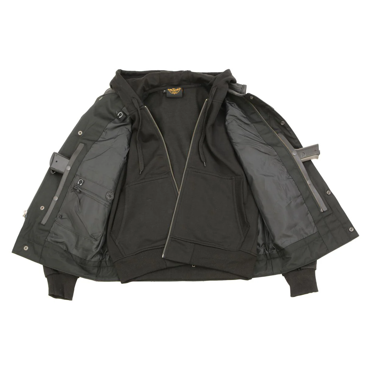 Milwaukee Leather LKM3714 Men's Black Club Style '2 in 1' Zipper Leather Vest with Removable Full Sleeve Hoodie - Image 7