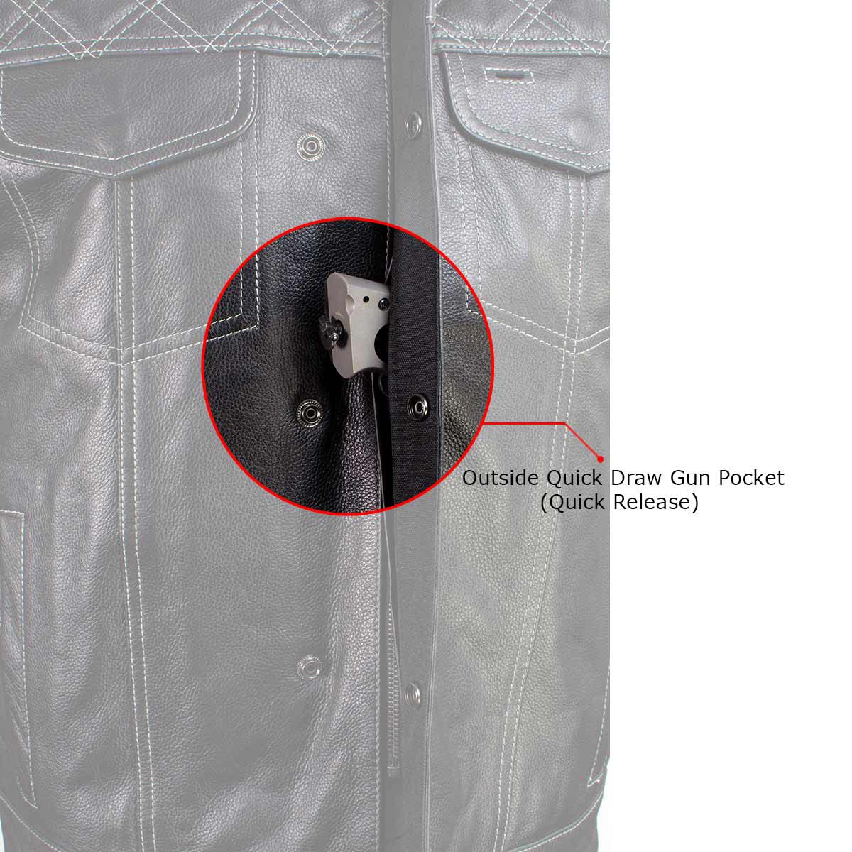 Milwaukee Leather LKM3784 Men's Classic Black Leather Motorcycle Rider Vest Stars and Stripes Design w/ USA Flag Liner - Image 4