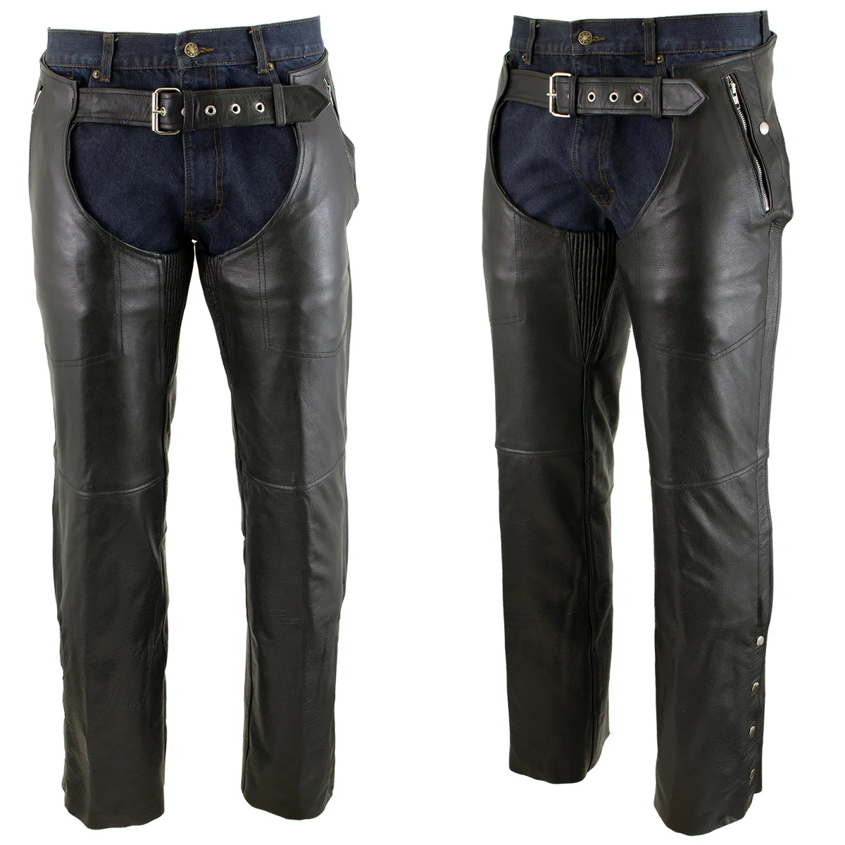 Milwaukee Leather LKM5714 Men's Black Premium Leather Motorcycle Riding Chaps w/ Removable Insulating Liner - Image 6