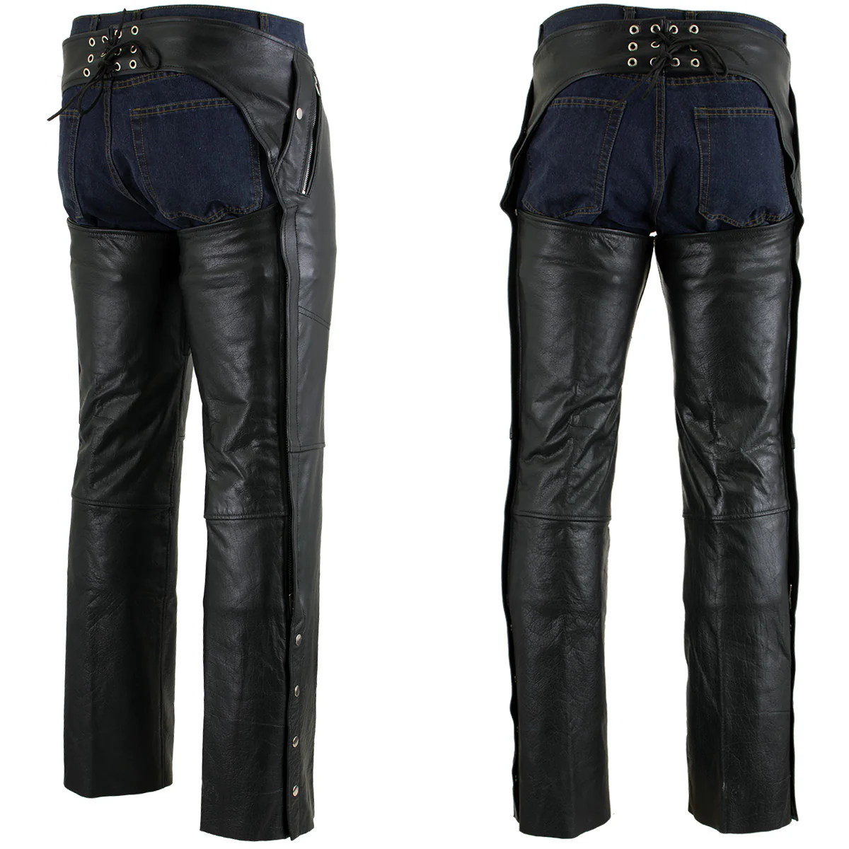 Milwaukee Leather LKM5714 Men's Black Premium Leather Motorcycle Riding Chaps w/ Removable Insulating Liner - Image 7