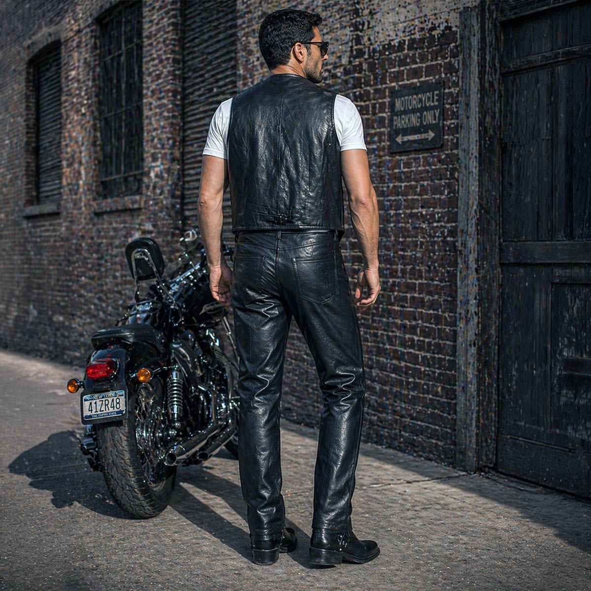 Milwaukee Leather LKM5716 Men's Classic Black Premium Leather Fitted Casual Biker Leather Pants - Image 5