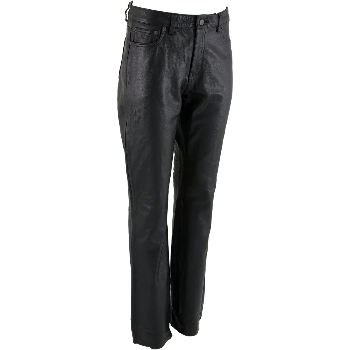 Milwaukee Leather LKM5719 Women's Black Buffalo Leather Motorcycle Riding Pants, Boot Cut, Unhemmed