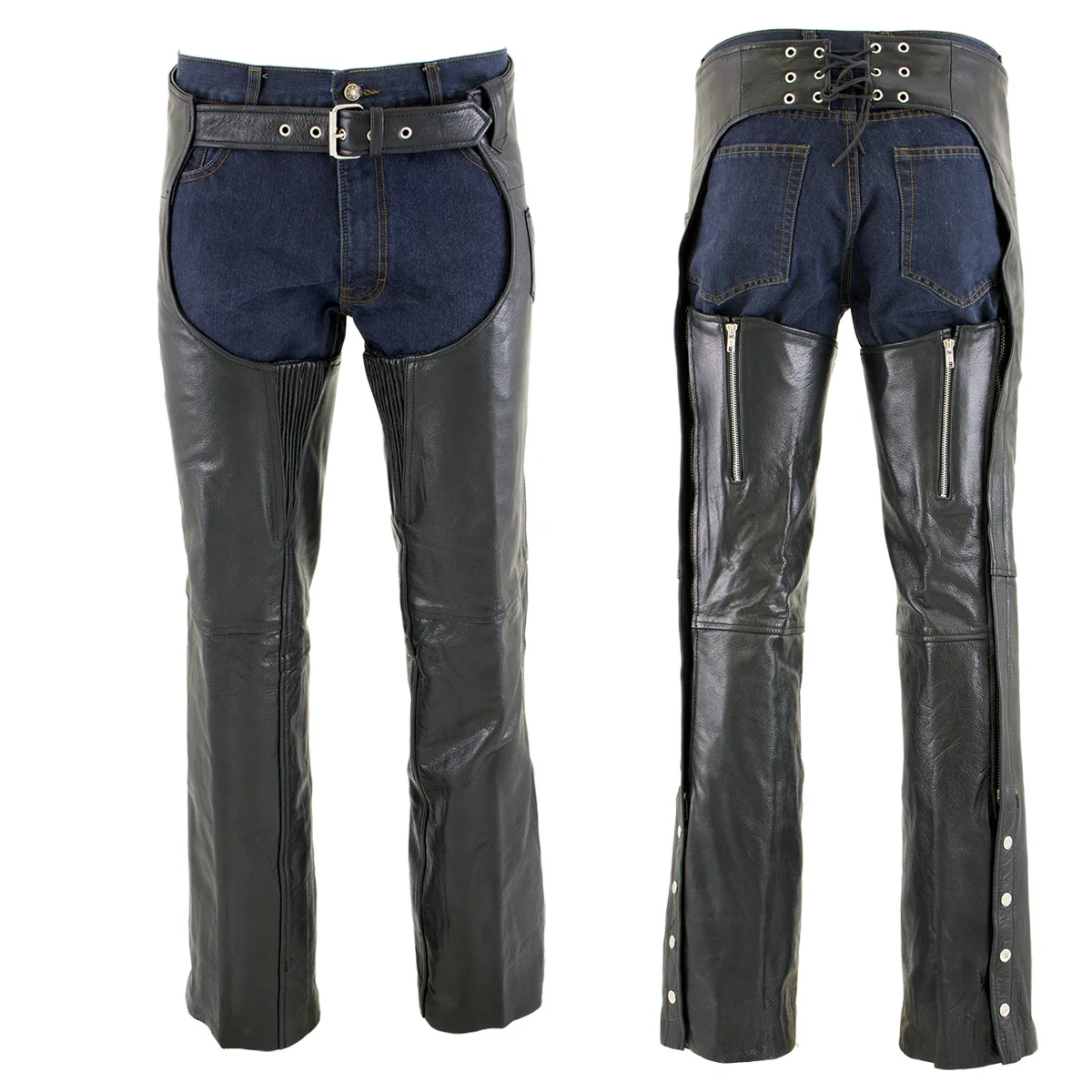 Milwaukee Leather LKM5722 Men's Black Premium Leather Dual Comfort Motorcycle Biker Rider Chaps - Image 11