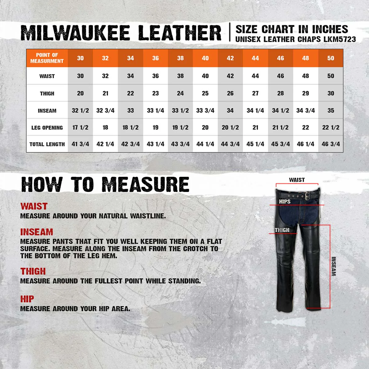 Milwaukee Leather LKM5723 Classic Black Leather Unisex Motorcycle Riding Biker Chaps for Men and Women - Image 3